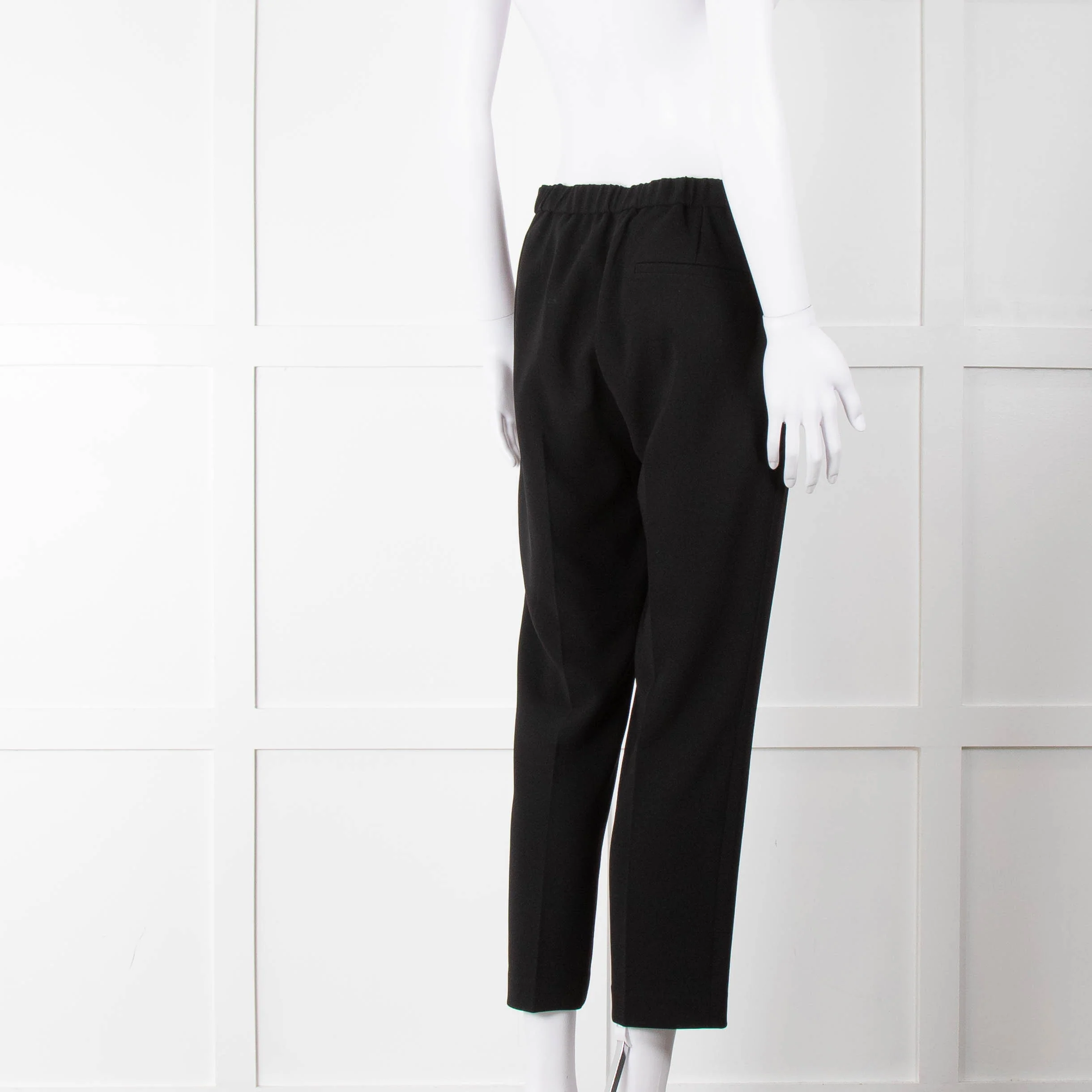 Theory Black Flat Front Elasticated Waist Trousers - Image 4