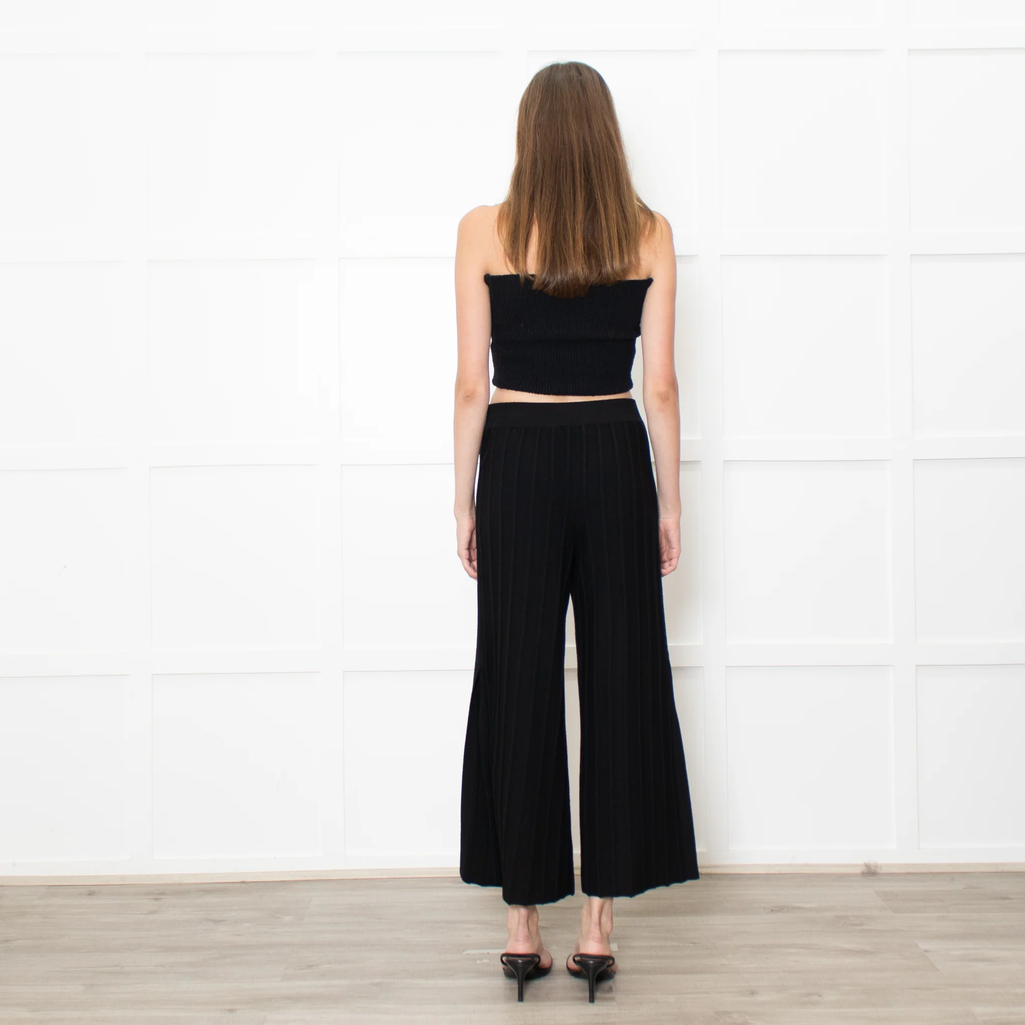 Theory Black Knitted Petite Wide Leg Trousers - Image 5