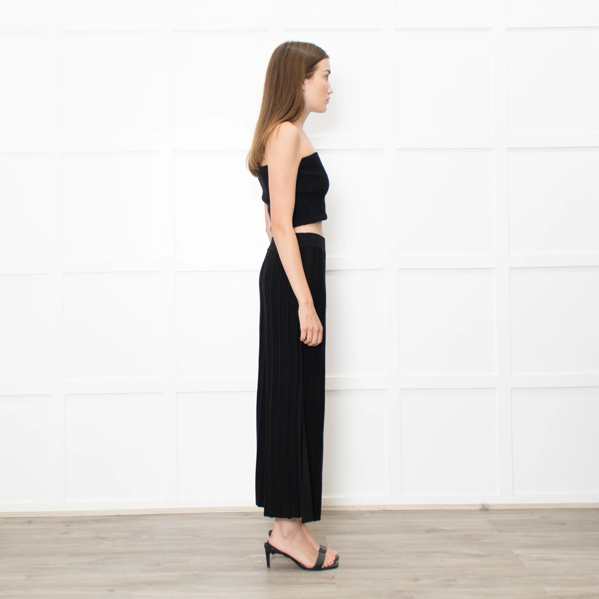 Theory Black Knitted Petite Wide Leg Trousers - Image 6