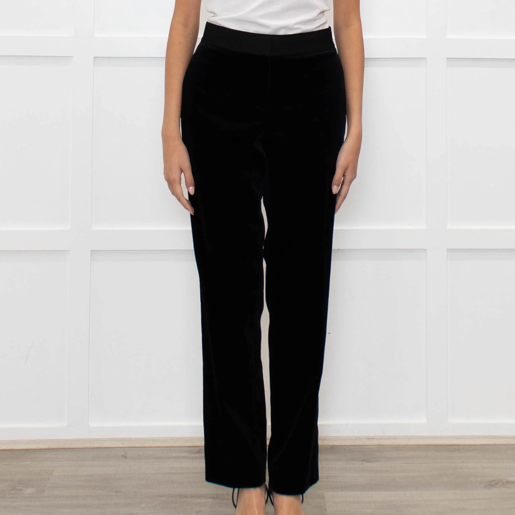 Theory Black Velvet Trousers - Image 2