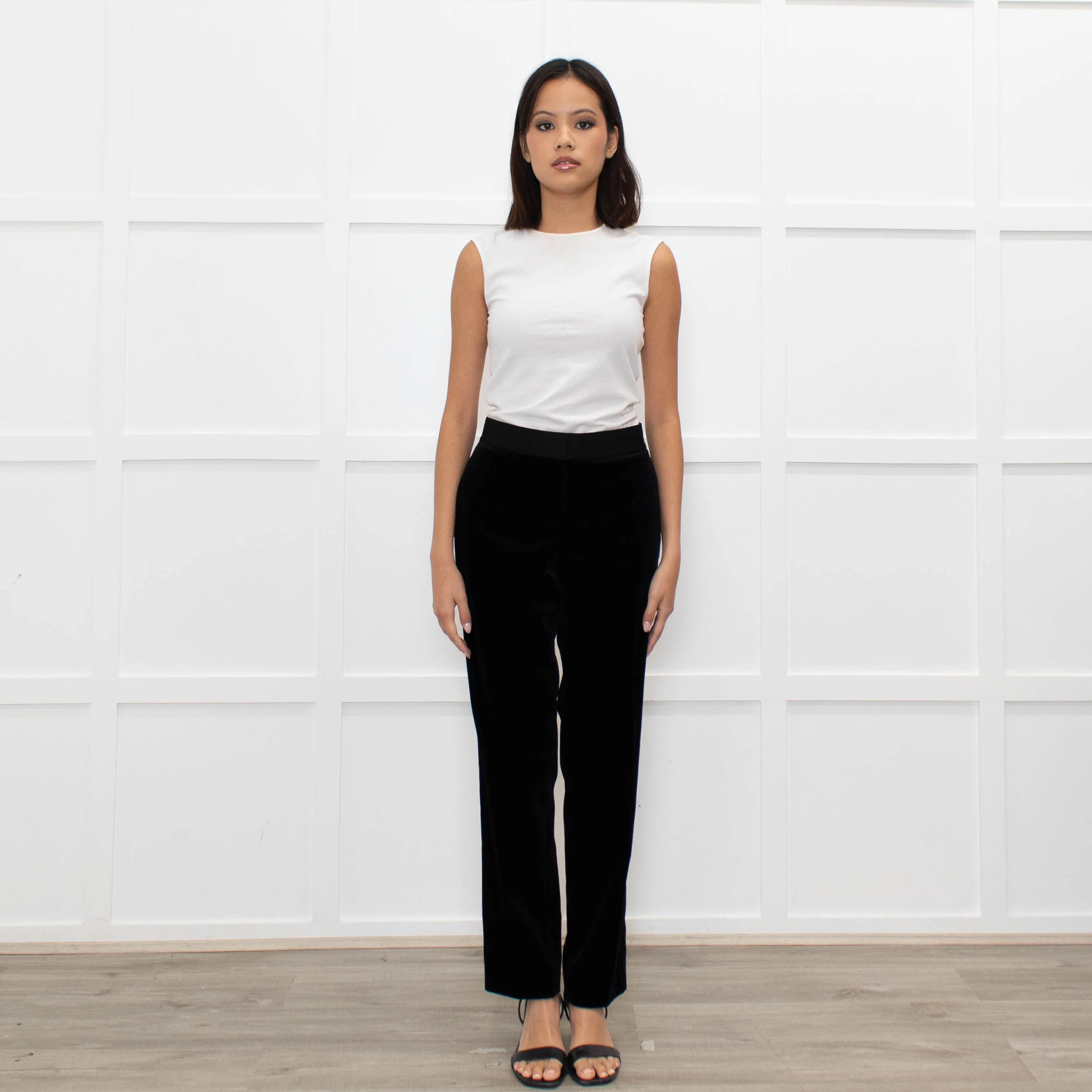 Theory Black Velvet Trousers - Image 3