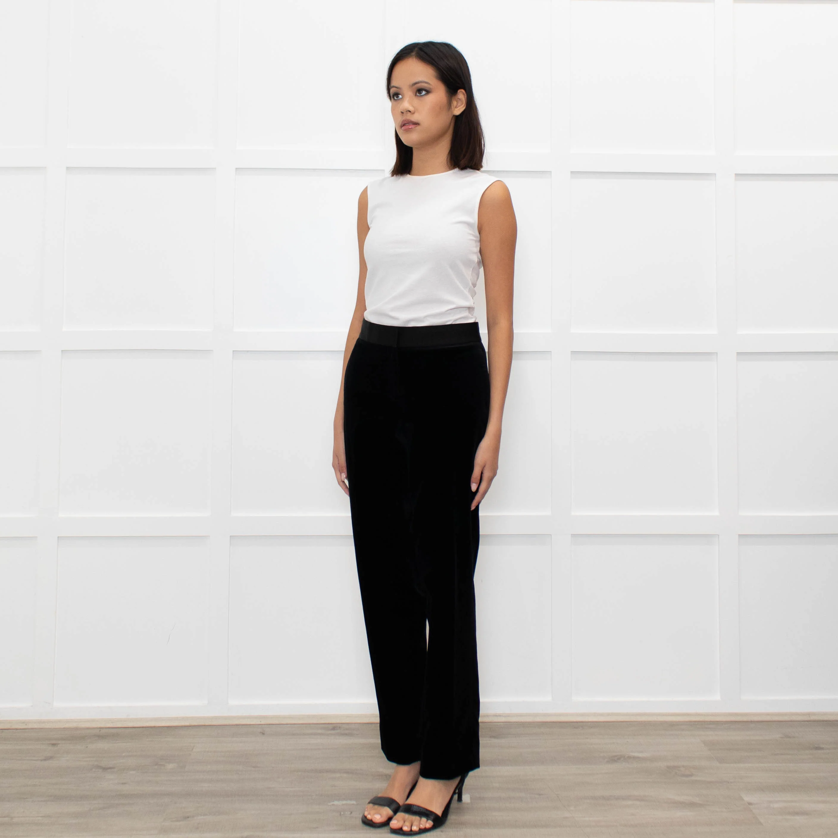 Theory Black Velvet Trousers - Image 5
