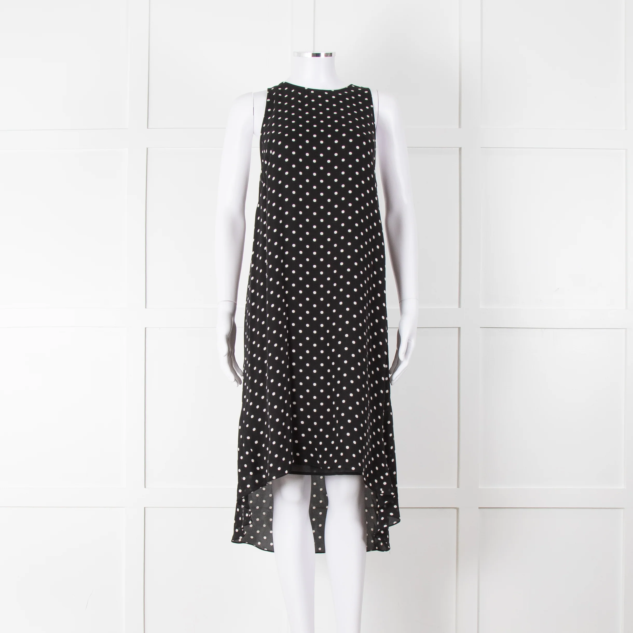 Theory Black White Polka Dot Sleeveless Shift Dress