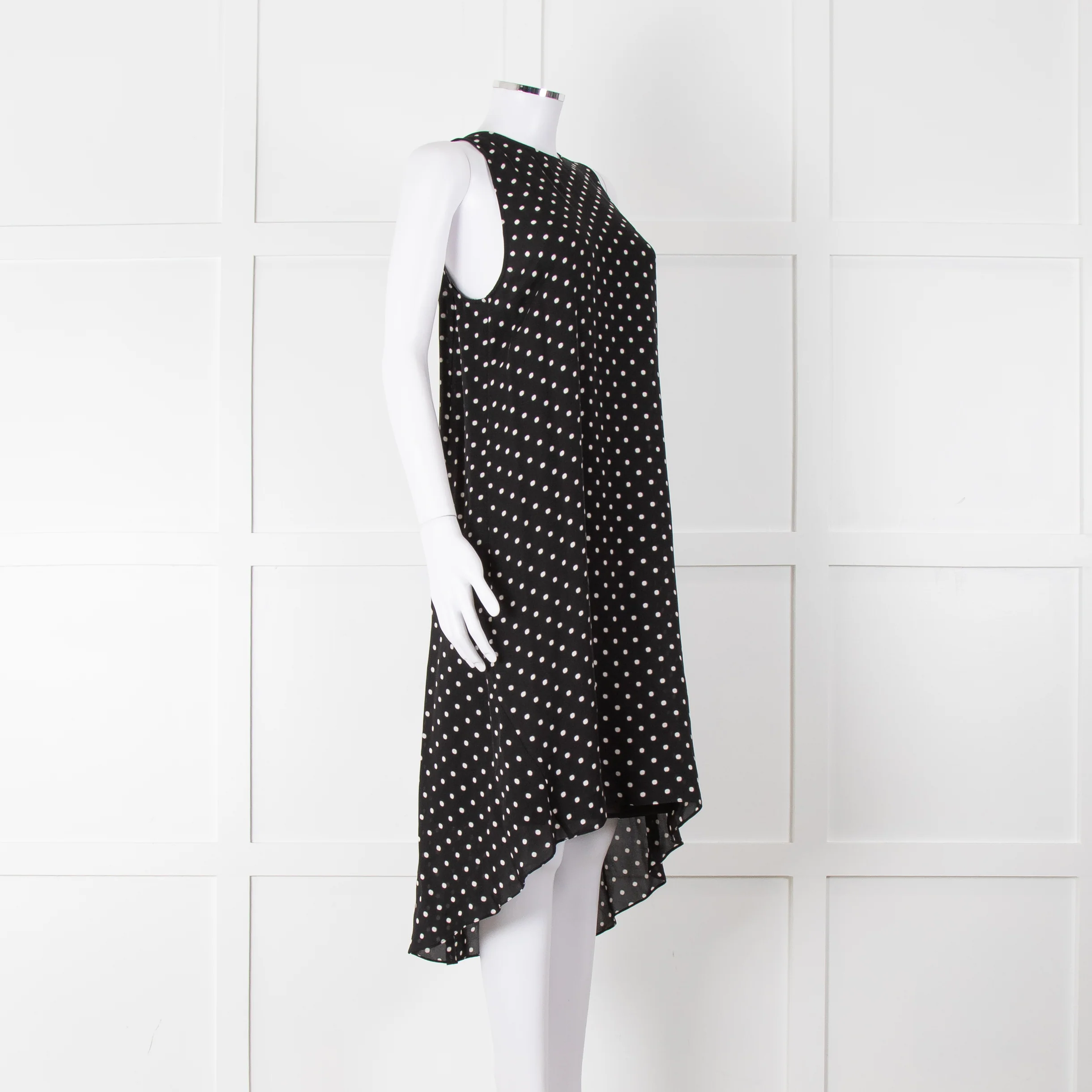 Theory Black White Polka Dot Sleeveless Shift Dress - Image 2