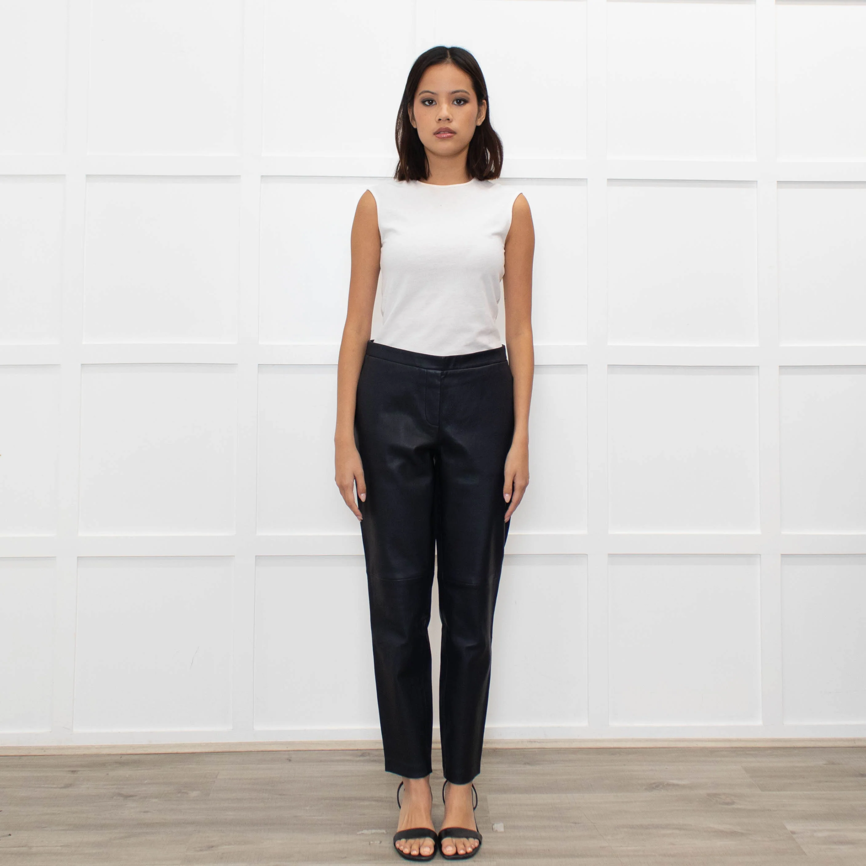 Theory Blue Leather Leggings