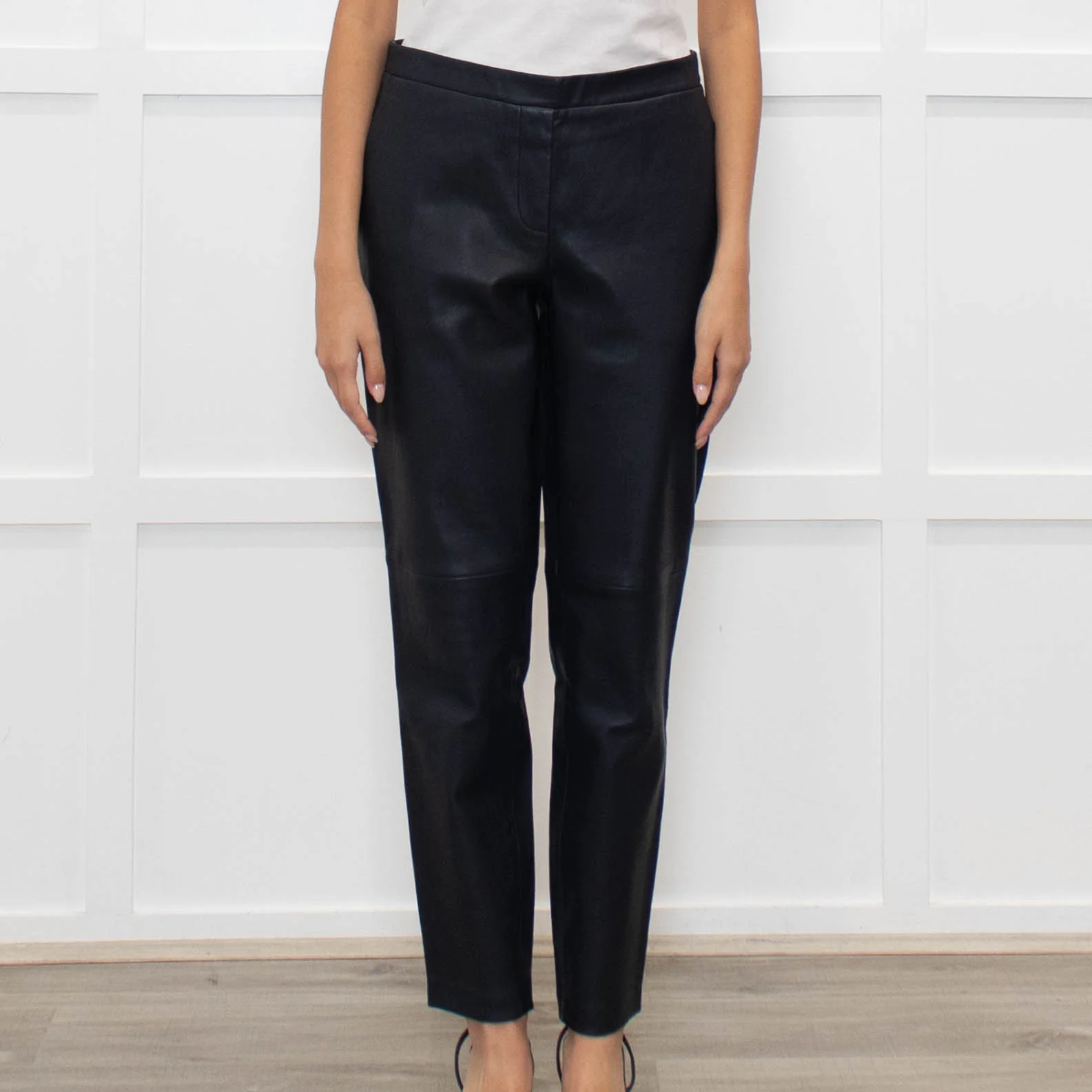 Theory Blue Leather Leggings - Image 2
