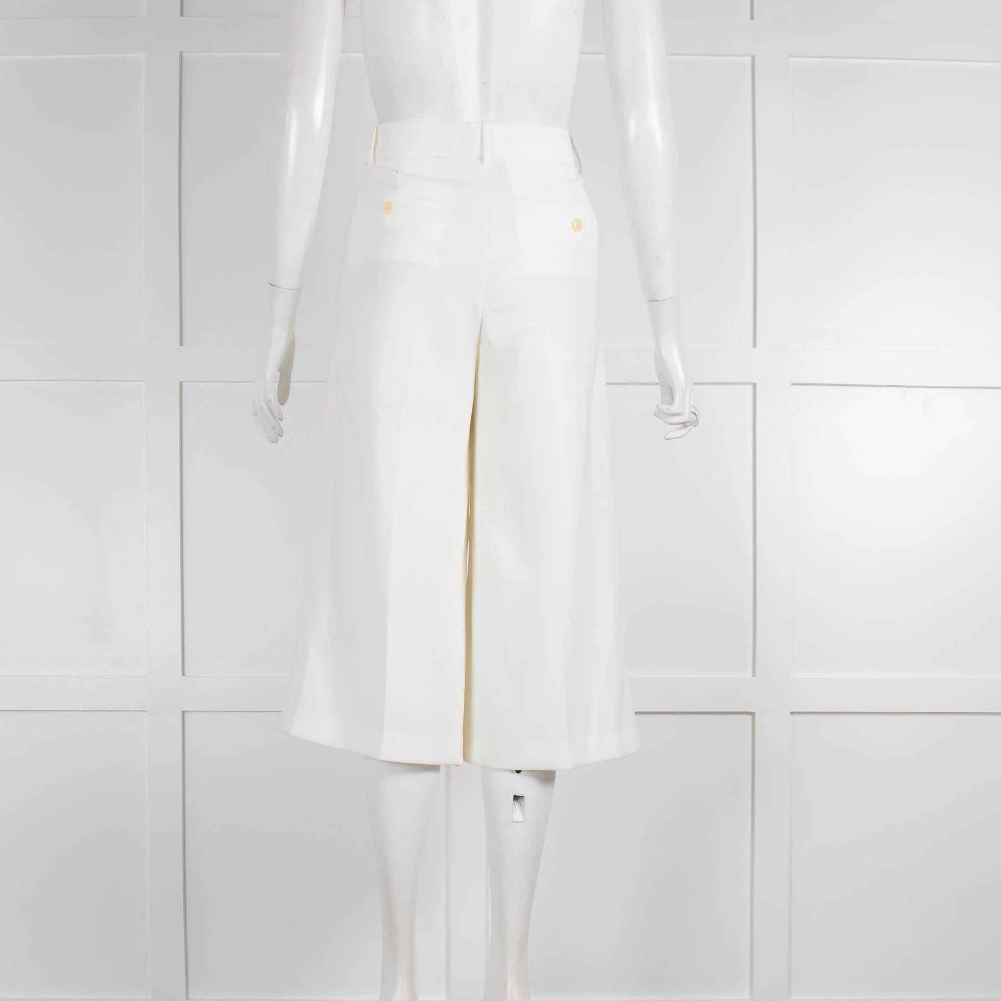 Theory Cream Knee Length Wide Trousers - Image 3