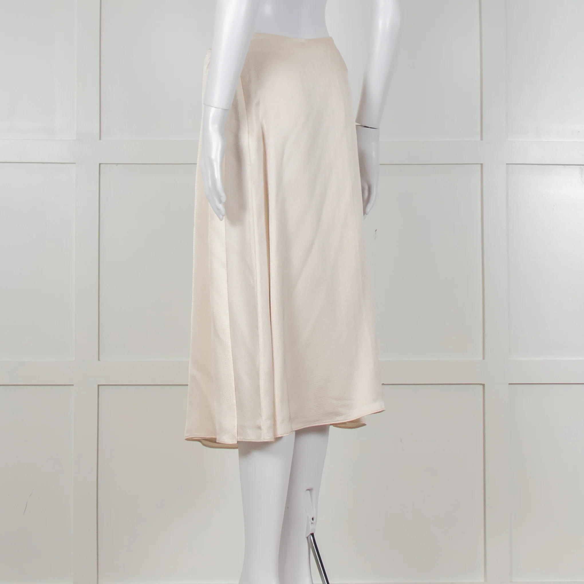 Theory Cream Textured Flap Front Knee Length Skirt - Image 4