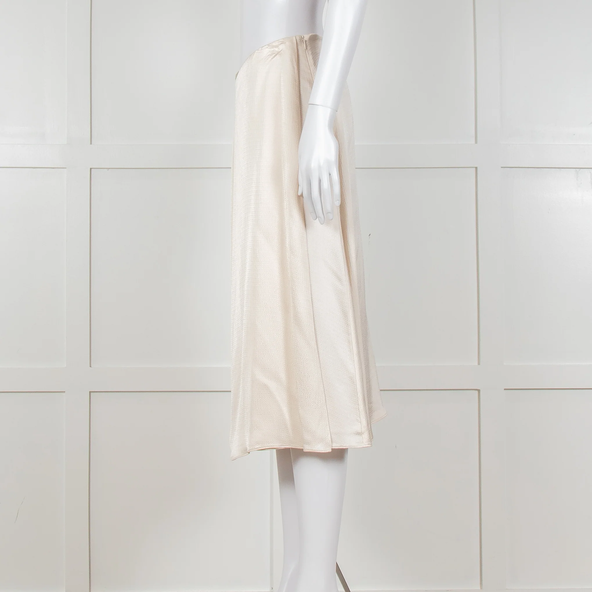 Theory Cream Textured Flap Front Knee Length Skirt - Image 5