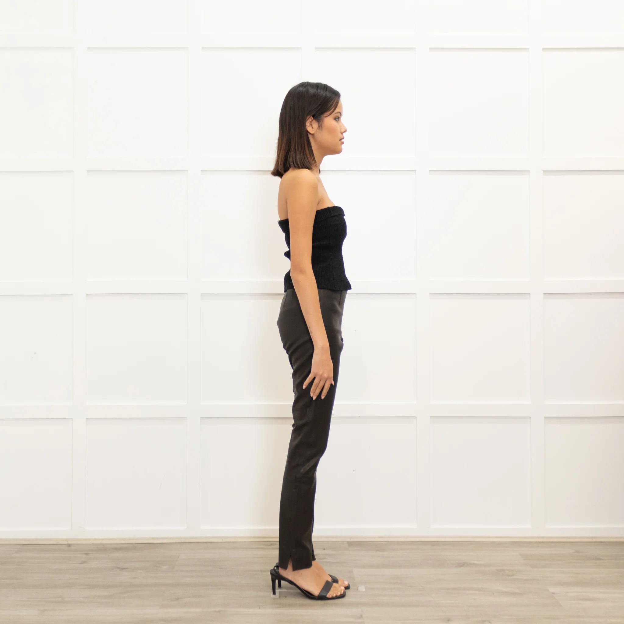 Theory Dark Grey Leather Leggings - Image 4