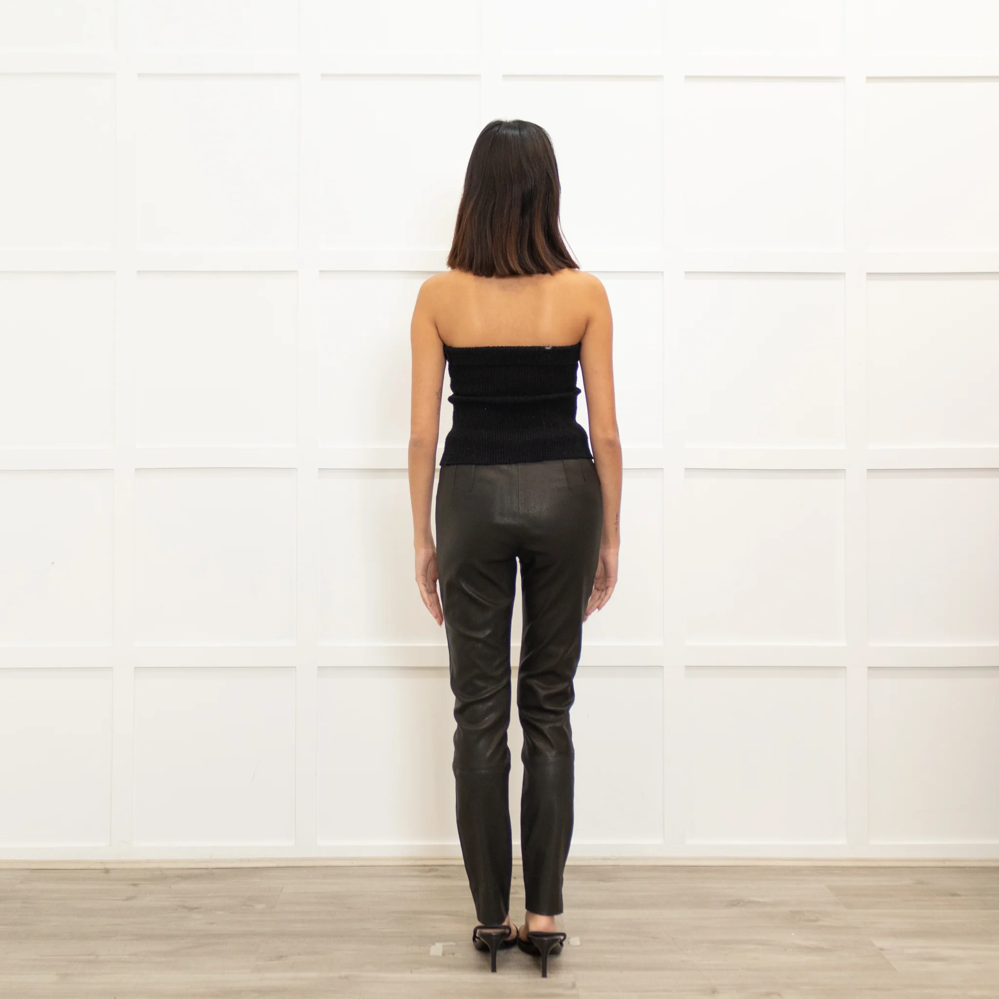 Theory Dark Grey Leather Leggings - Image 5