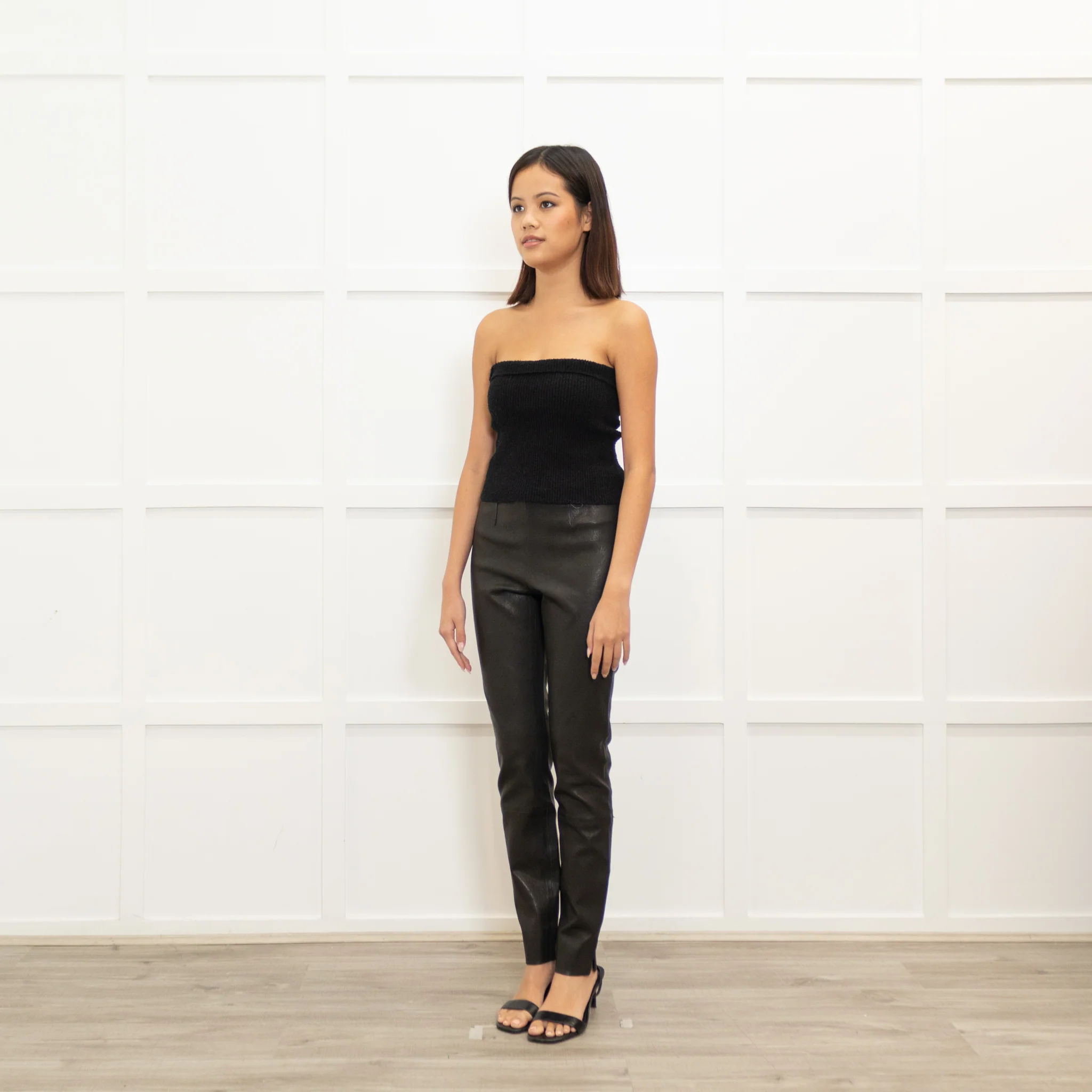 Theory Dark Grey Leather Leggings - Image 7