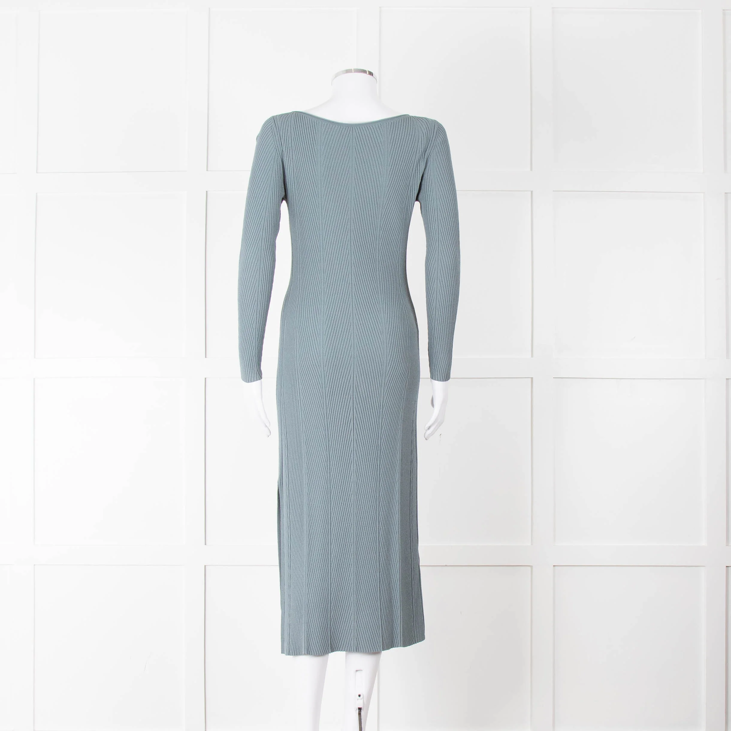 Theory Dusty Turquoise Ribbed Midi Dress - Image 5