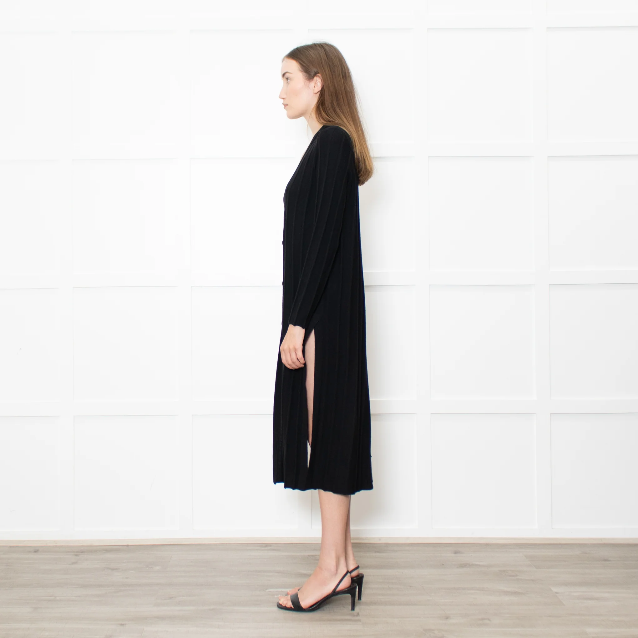 Theory Jumbo Rib Black Button Up Knitted Dress - Image 4