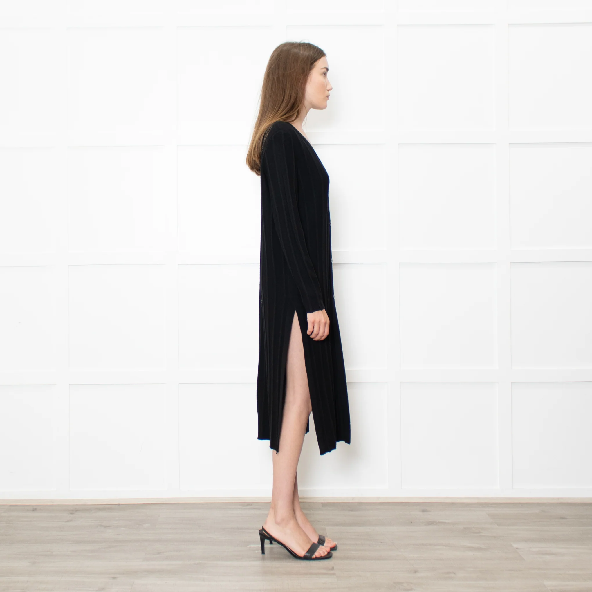 Theory Jumbo Rib Black Button Up Knitted Dress - Image 6