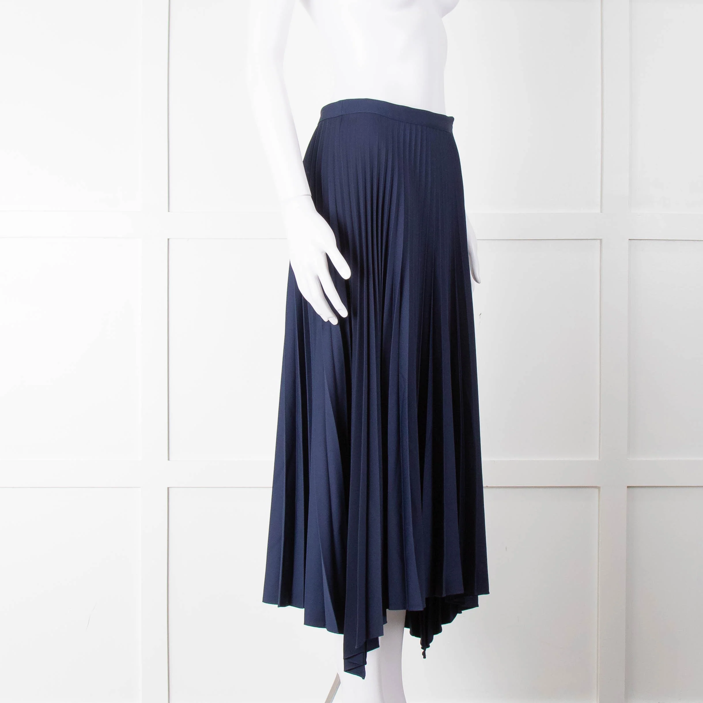Theory Navy Blue Pleated Midi Skirt - Image 2