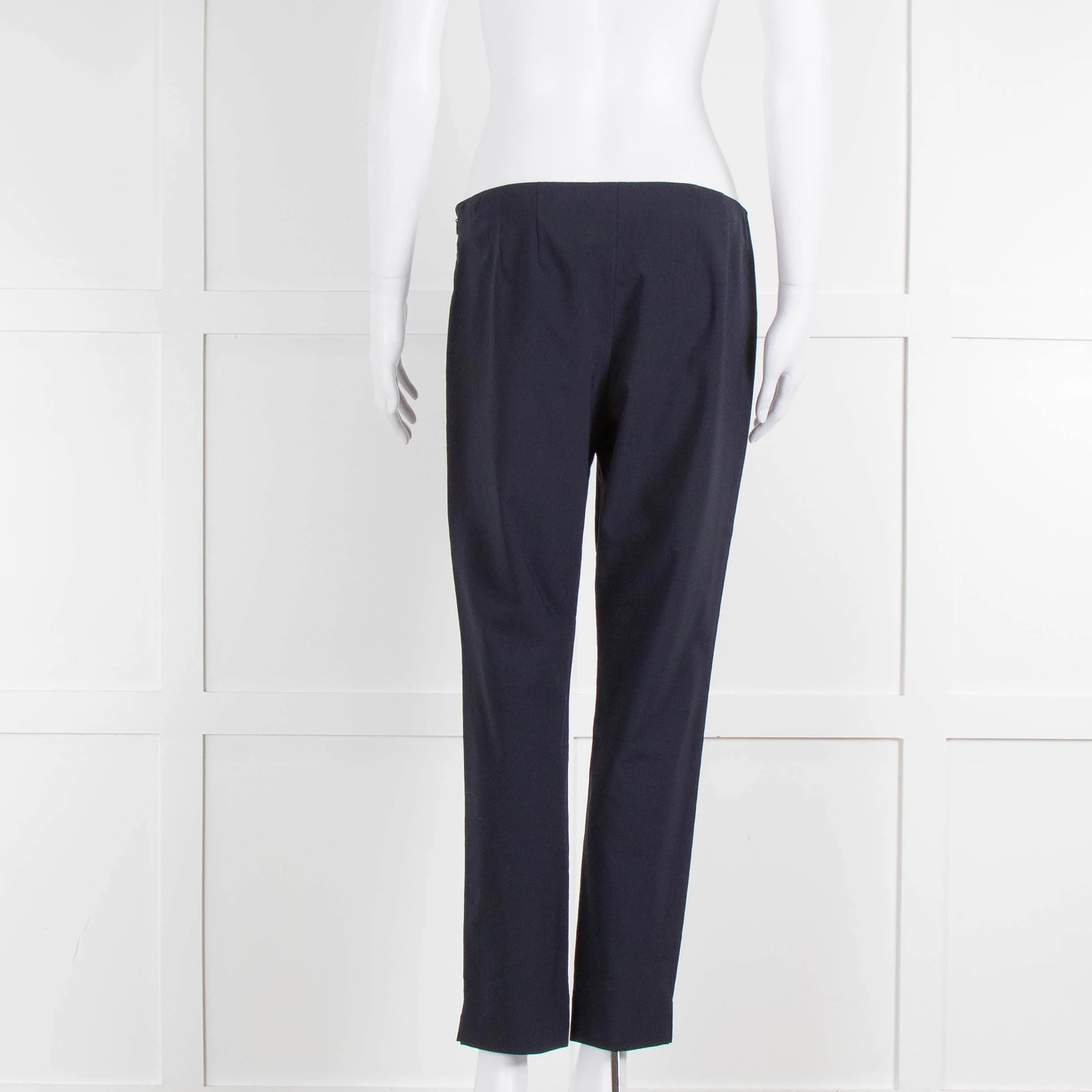 Theory Navy Straight Leg Wool Trousers - Image 3