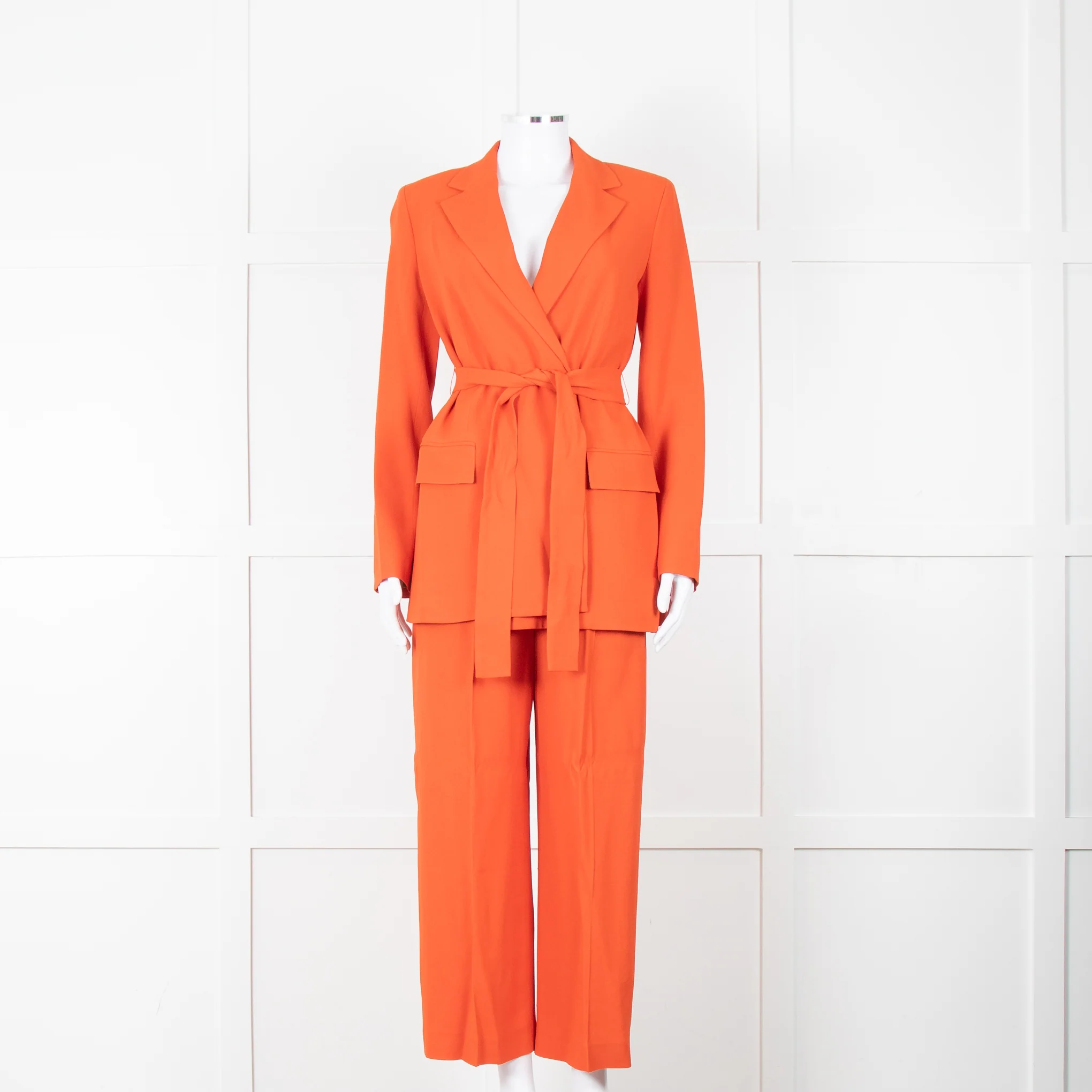 Theory Orange Fluid Blazer With Tie Belt - Image 3