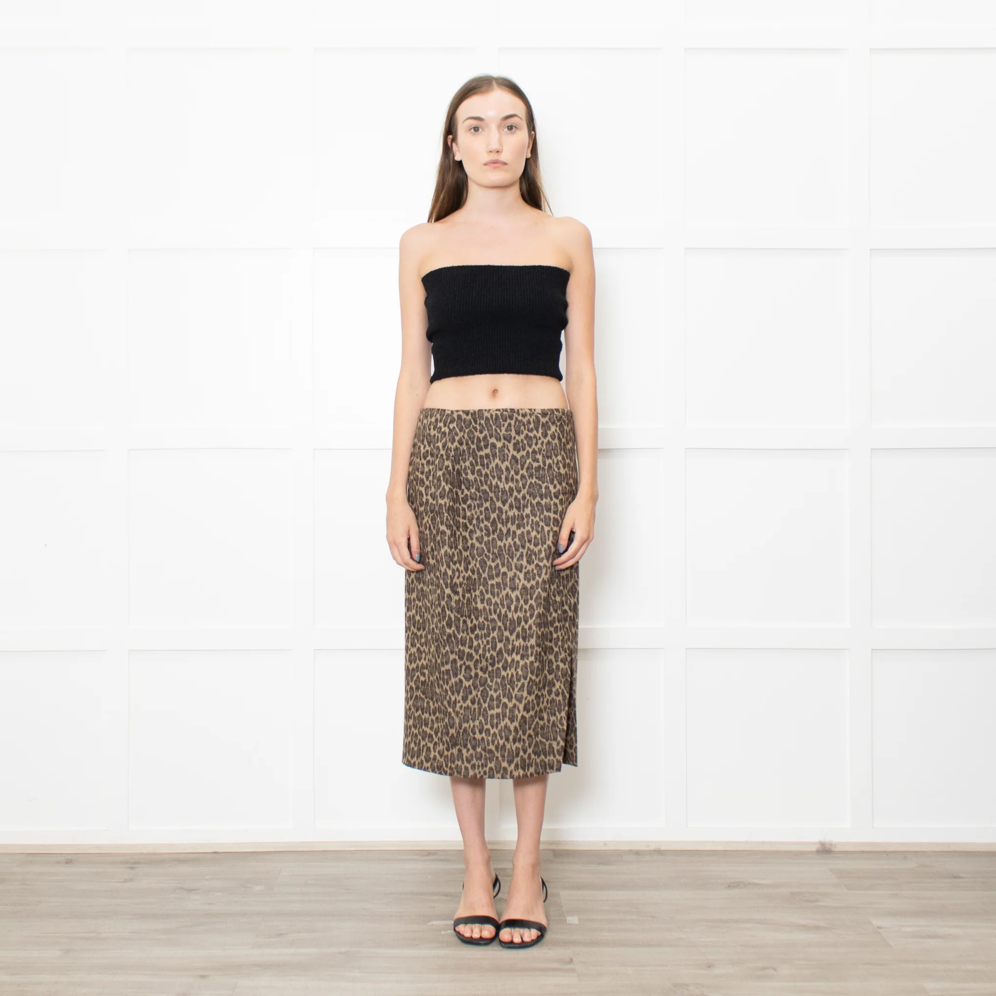 Theory Thigh Split Animal Print Pencil Skirt