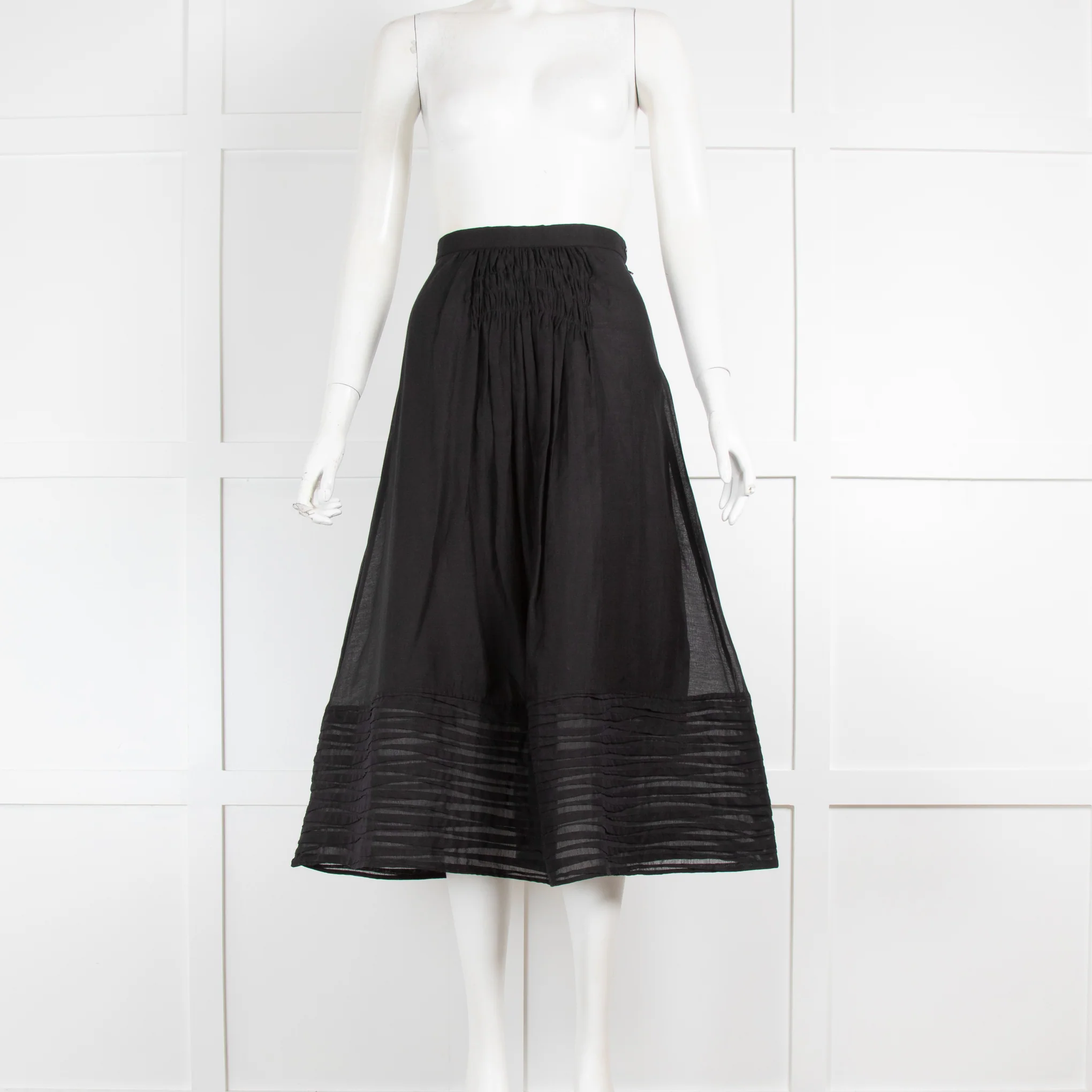 Thierry Colson Black Fine Cotton Midi Skirt