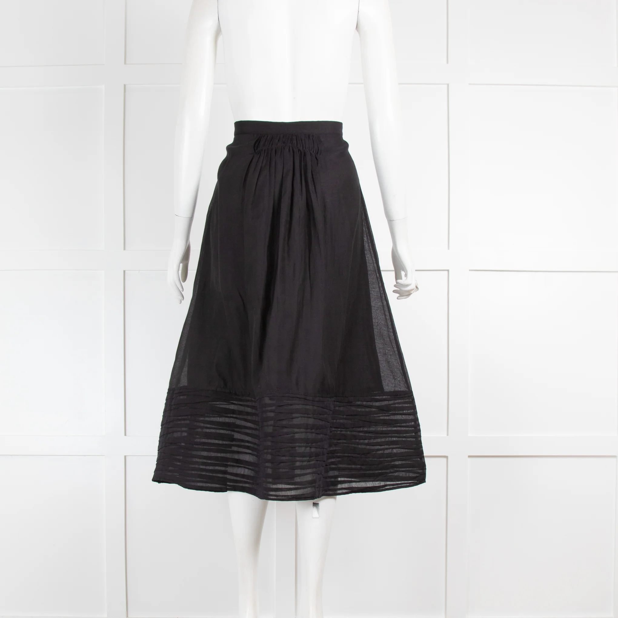 Thierry Colson Black Fine Cotton Midi Skirt - Image 3