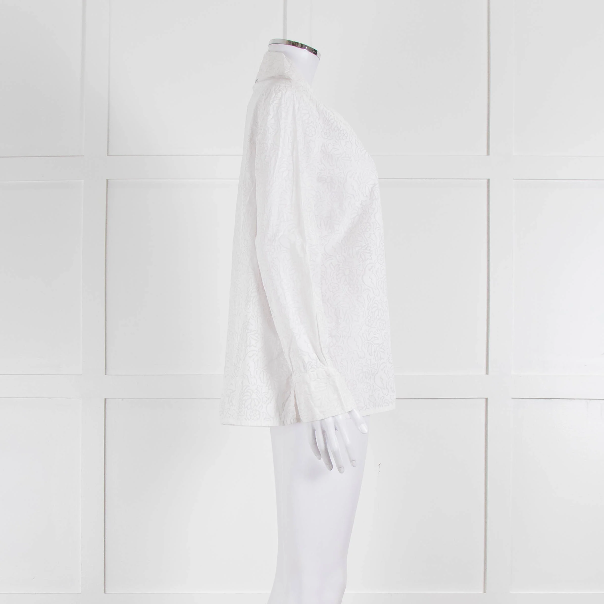 Thierry Colson White On White Print Pyjama Style Shirt - Image 3