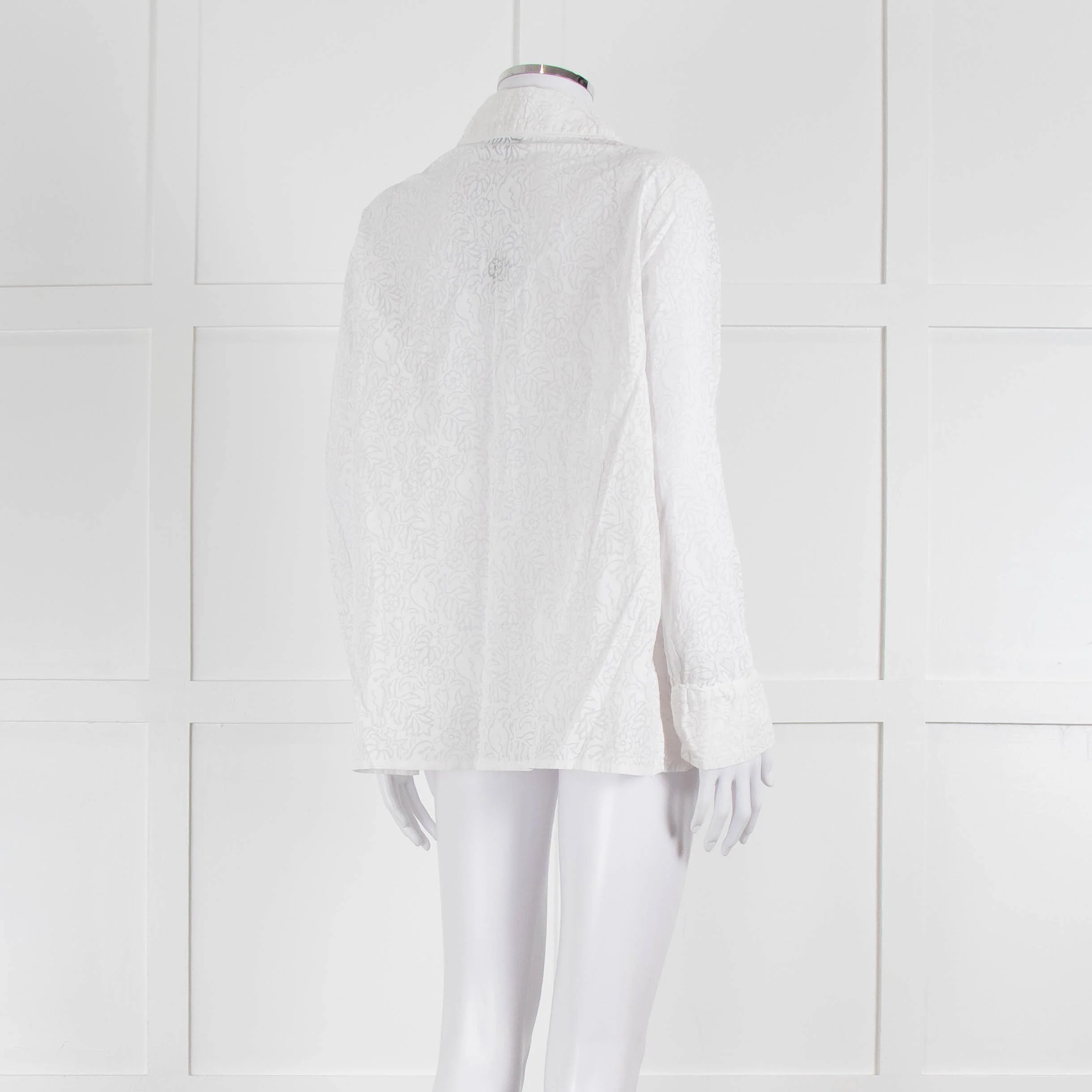 Thierry Colson White On White Print Pyjama Style Shirt - Image 4