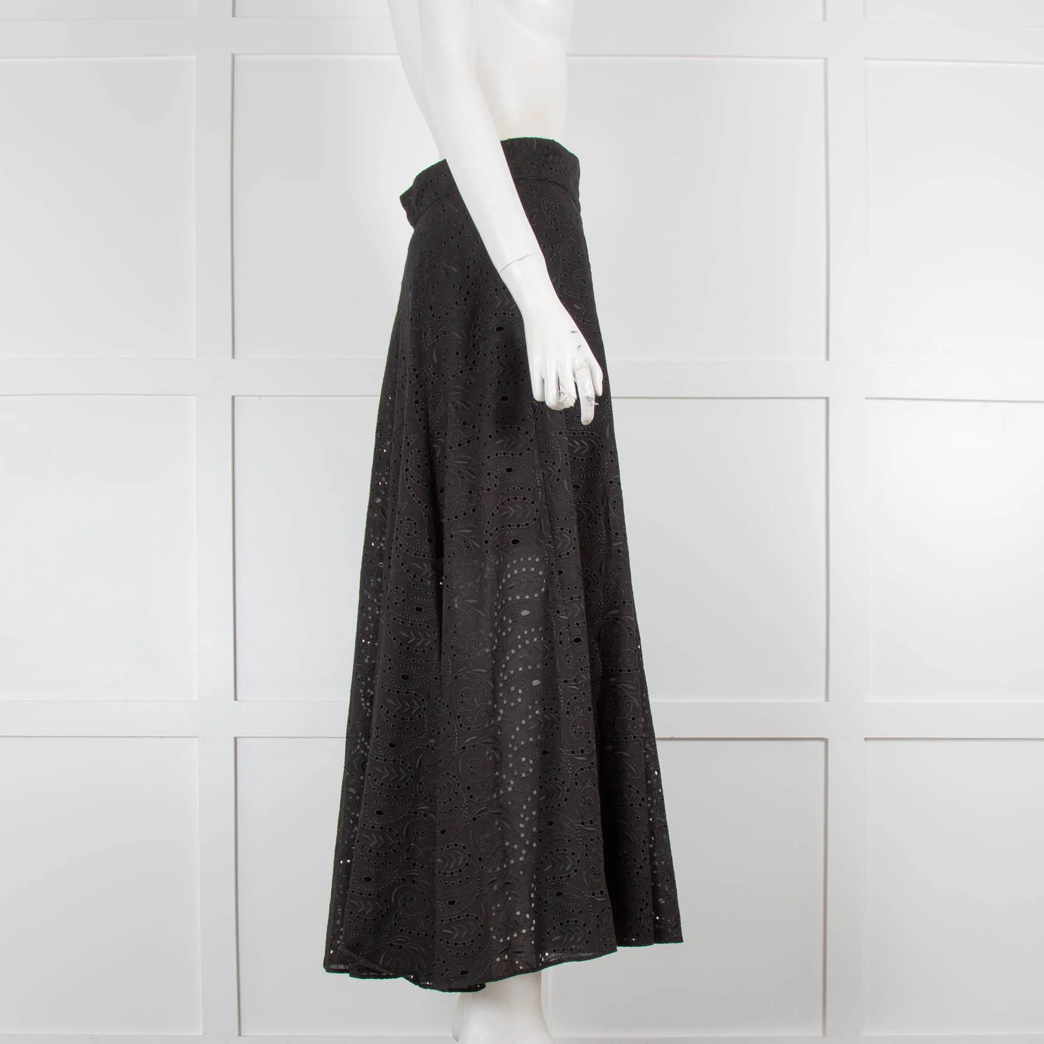 Three Graces Black Broderie Anglaise Maxi Skirt - Image 2
