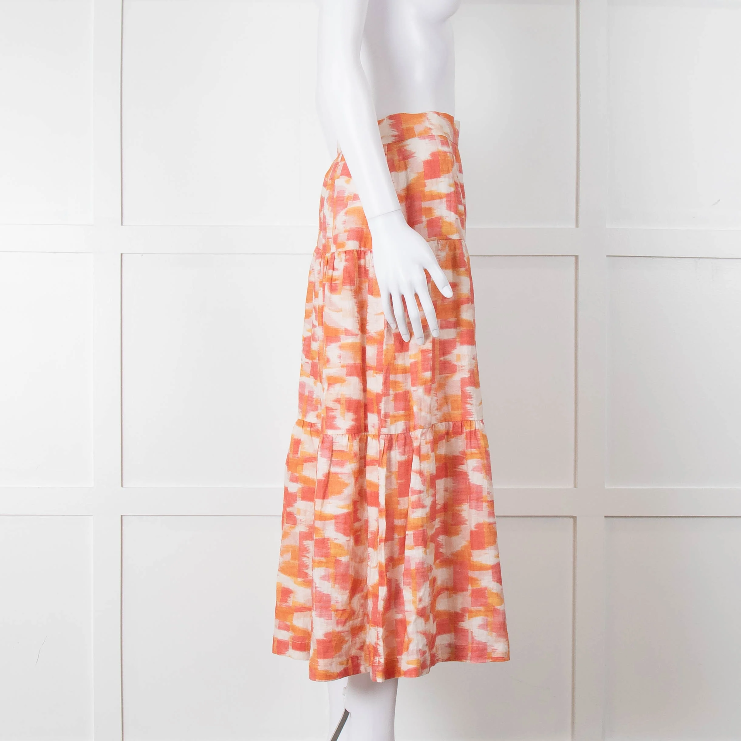 Three Graces Orange Cream Tiered Midi Skirt - Image 3
