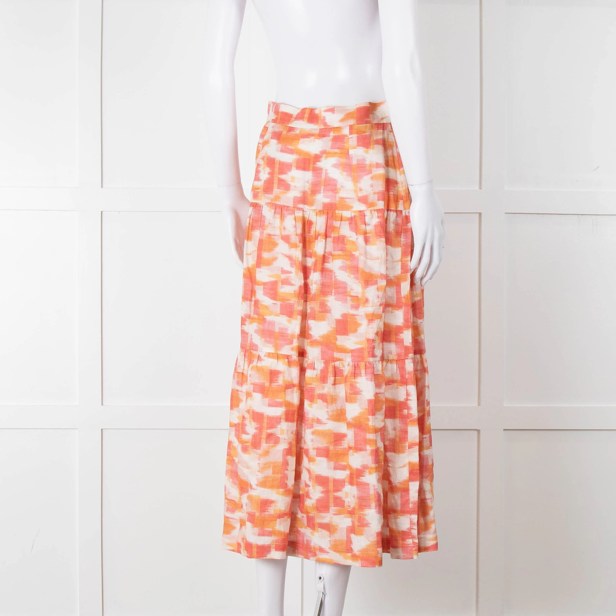 Three Graces Orange Cream Tiered Midi Skirt - Image 4