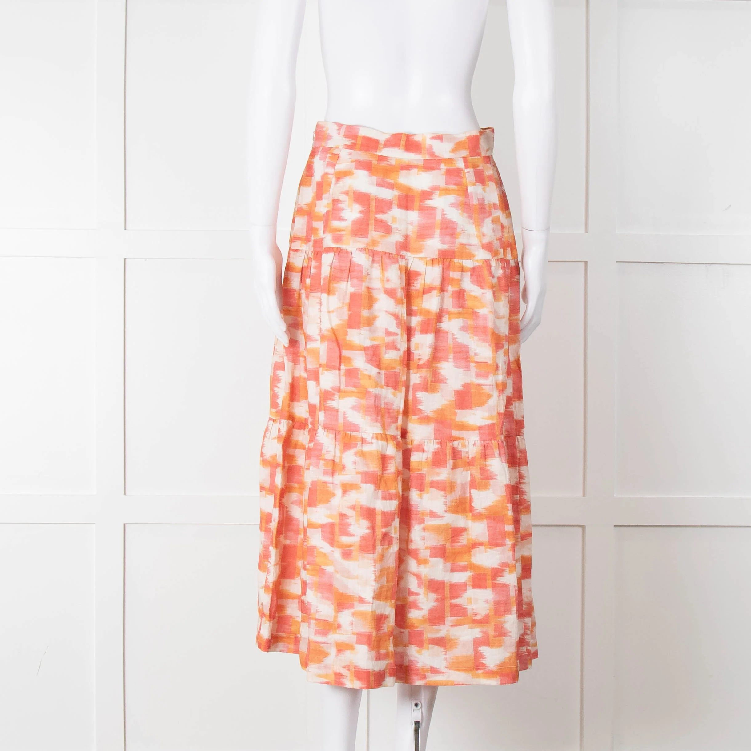 Three Graces Orange Cream Tiered Midi Skirt - Image 5