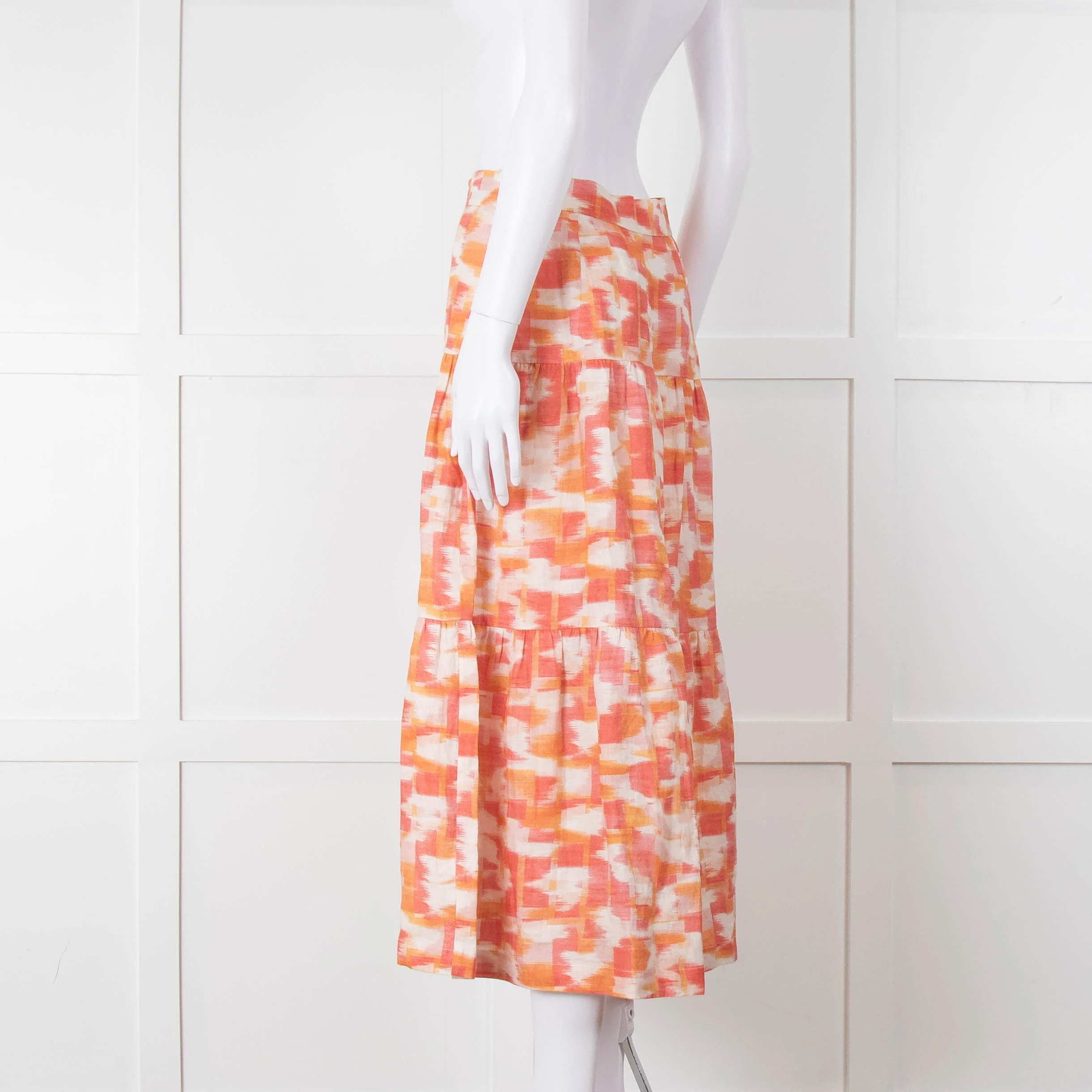 Three Graces Orange Cream Tiered Midi Skirt - Image 6
