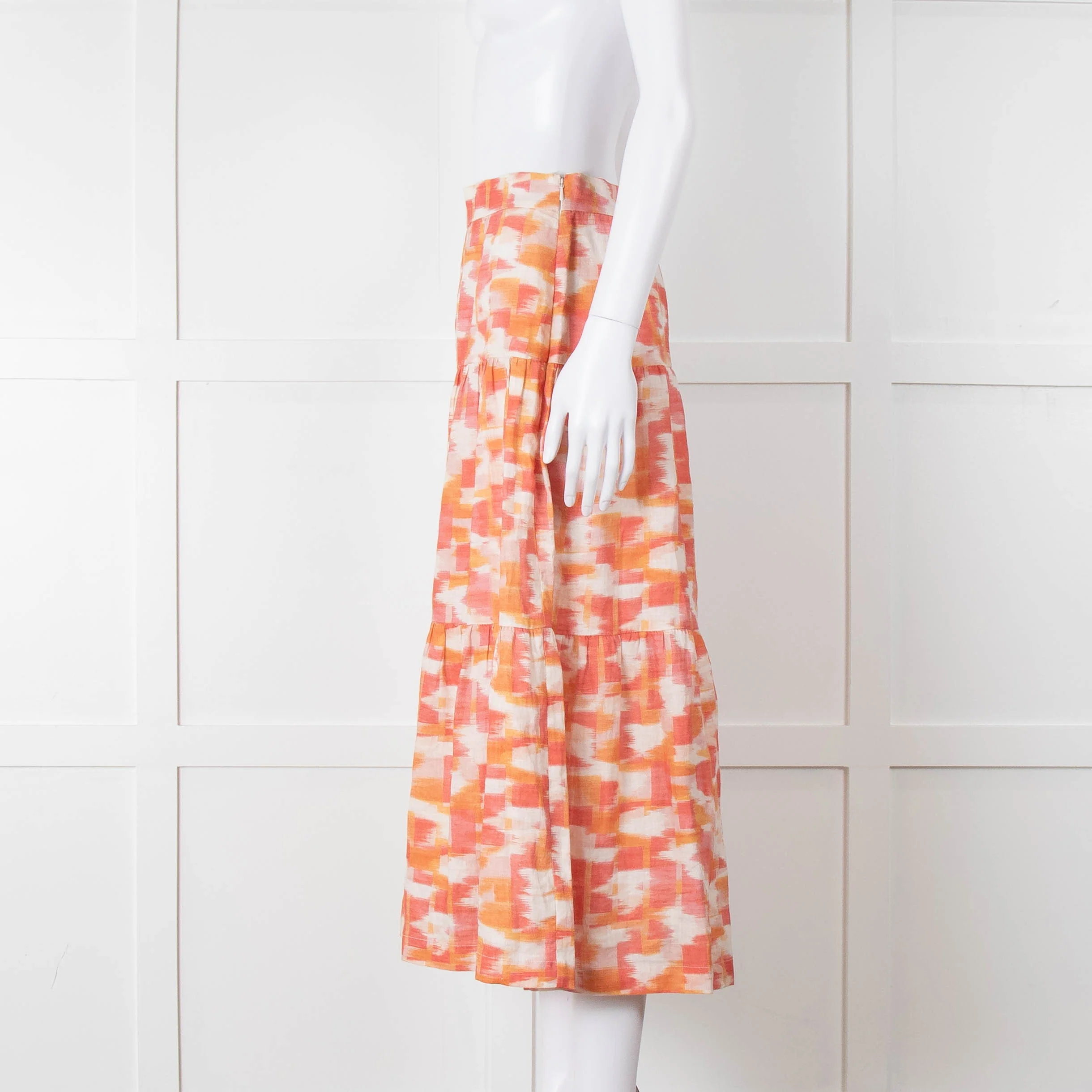 Three Graces Orange Cream Tiered Midi Skirt - Image 7