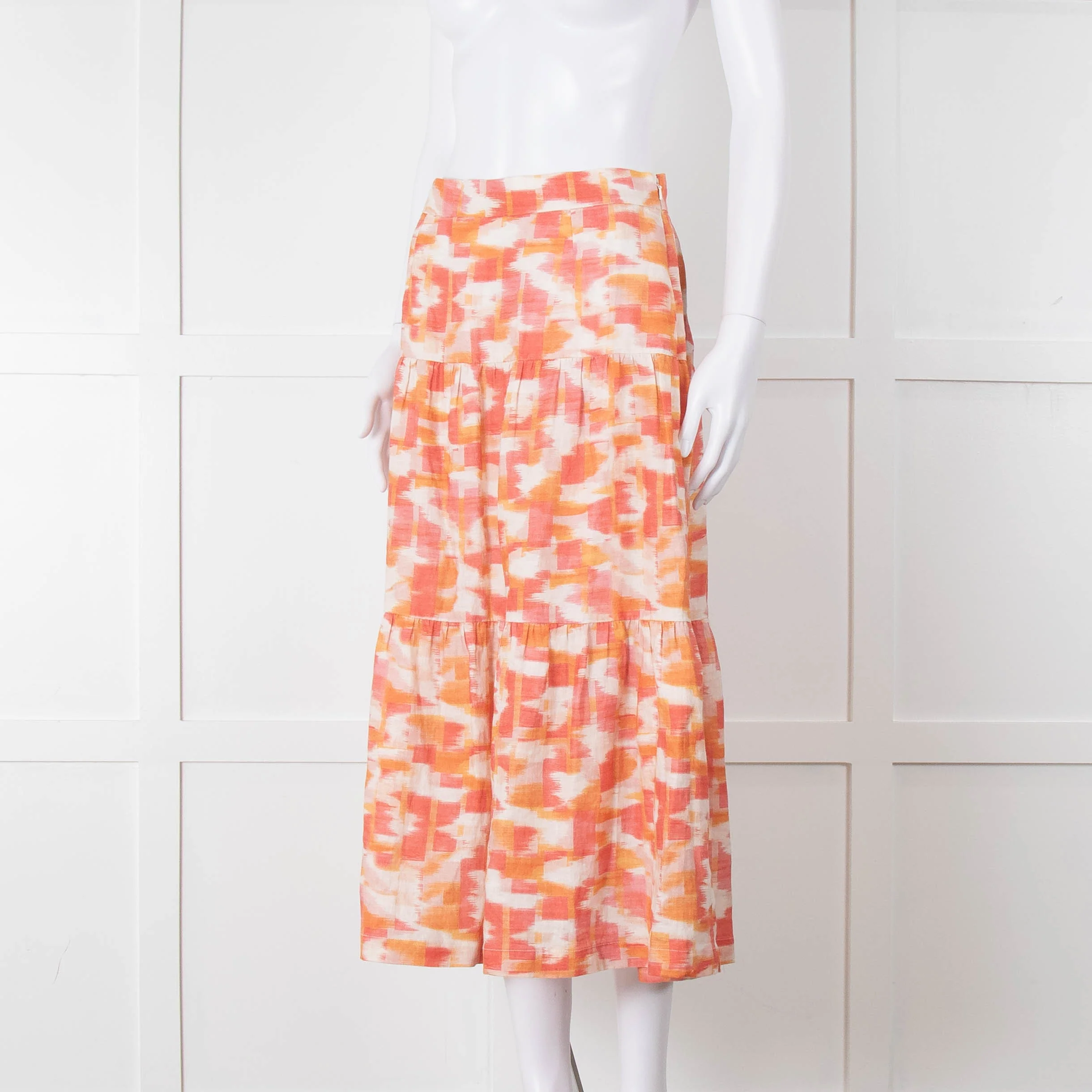 Three Graces Orange Cream Tiered Midi Skirt - Image 8
