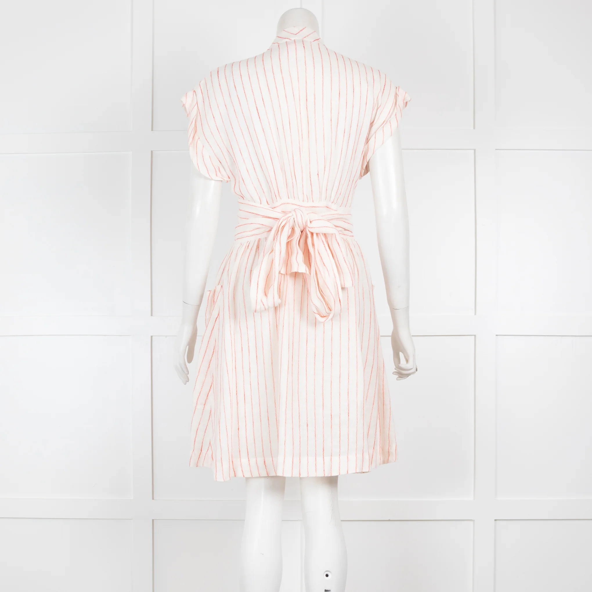 Three Graces White Linen Dress with Red Stripes - Image 2