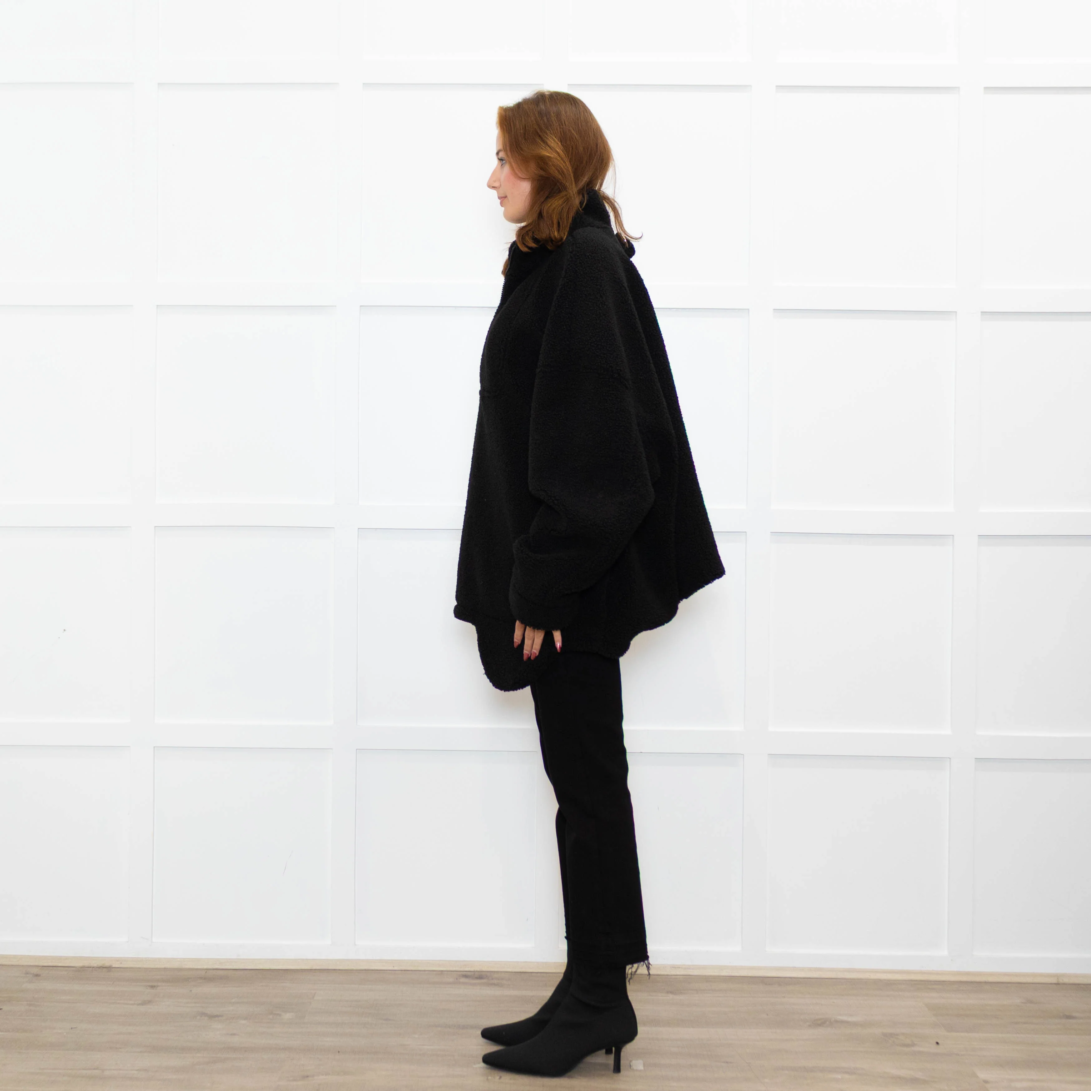 TIBI Black Fleece Quarter Zip Jumper - Image 4