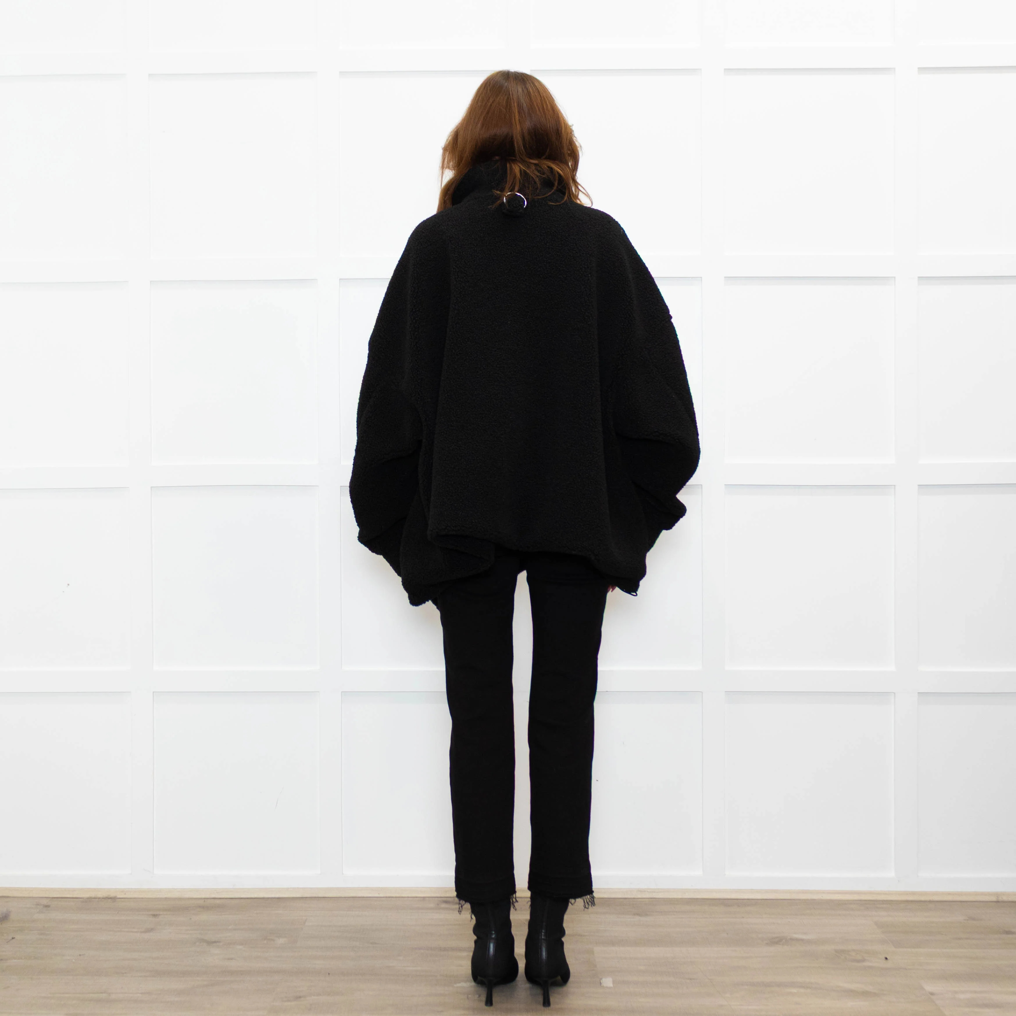 TIBI Black Fleece Quarter Zip Jumper - Image 5