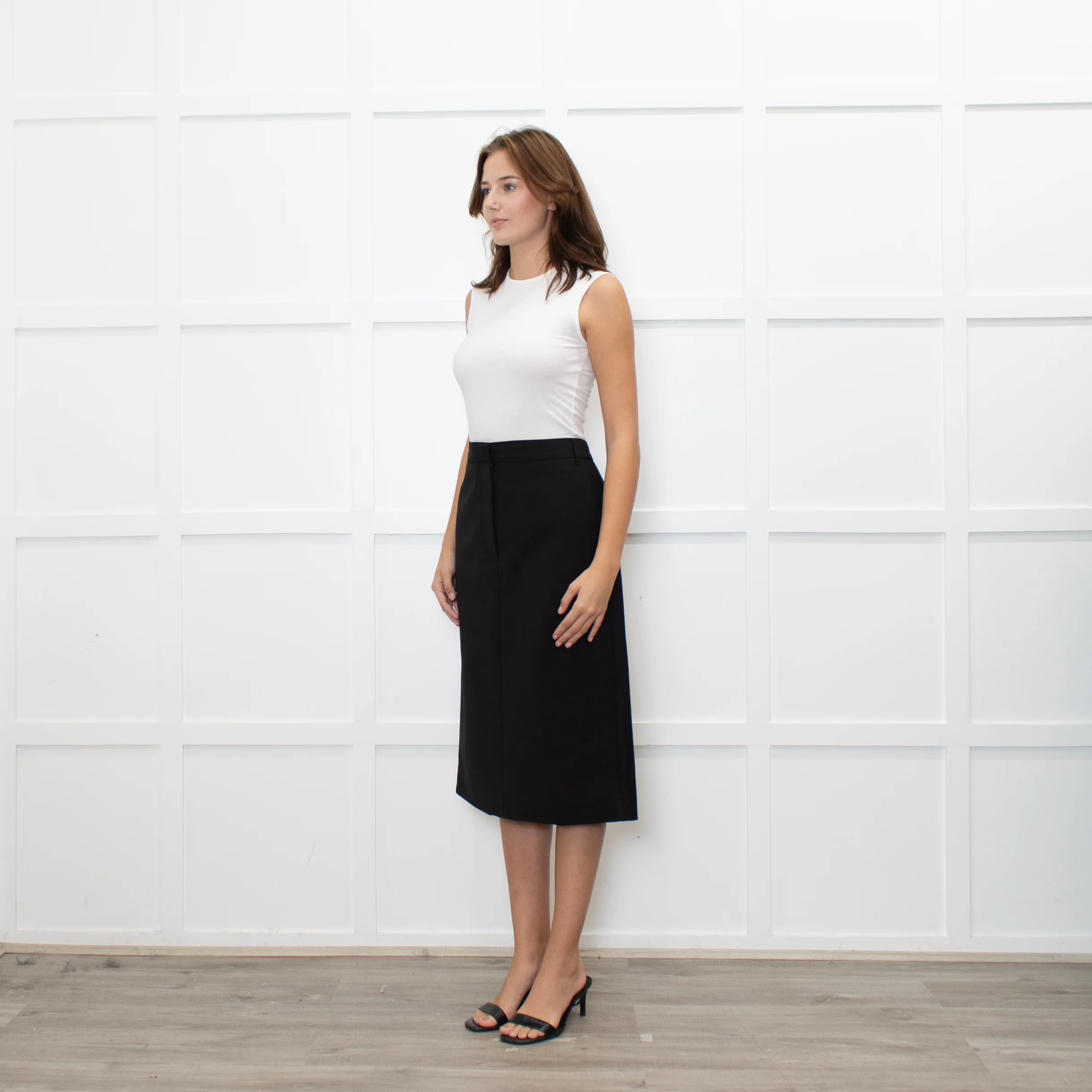 Tibi Black Light Wool Pencil Skirt - Image 3