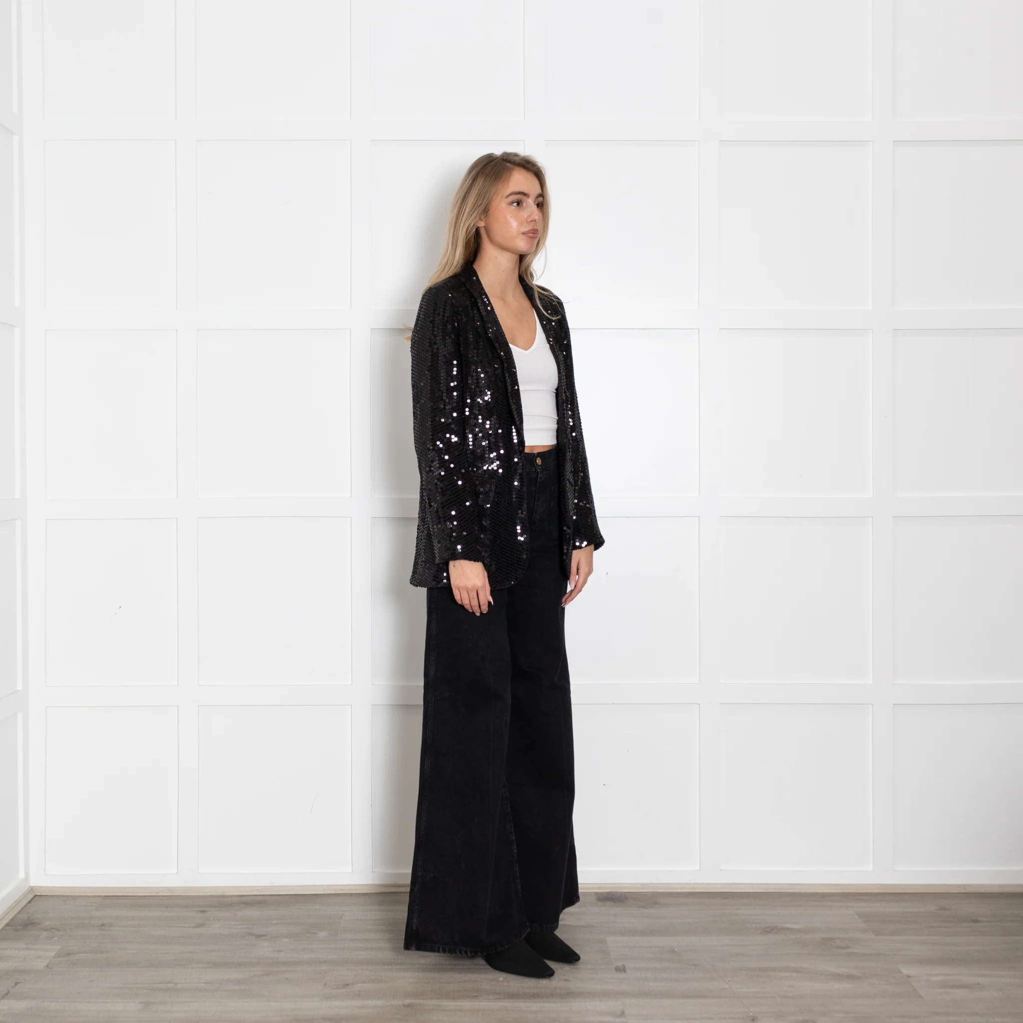 Tibi Black Sequinned Soft Jacket - Image 7