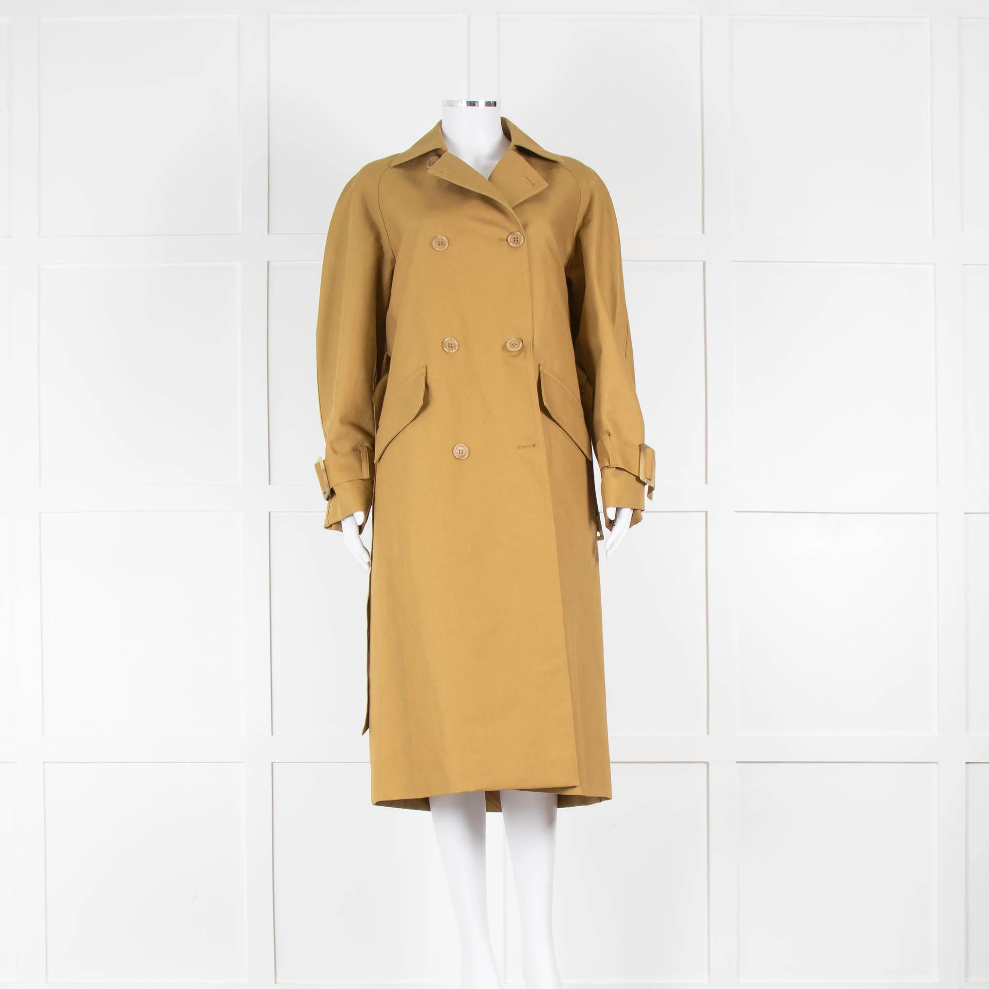 Tibi Moss Green Sculpted Cotton Trench - Image 5