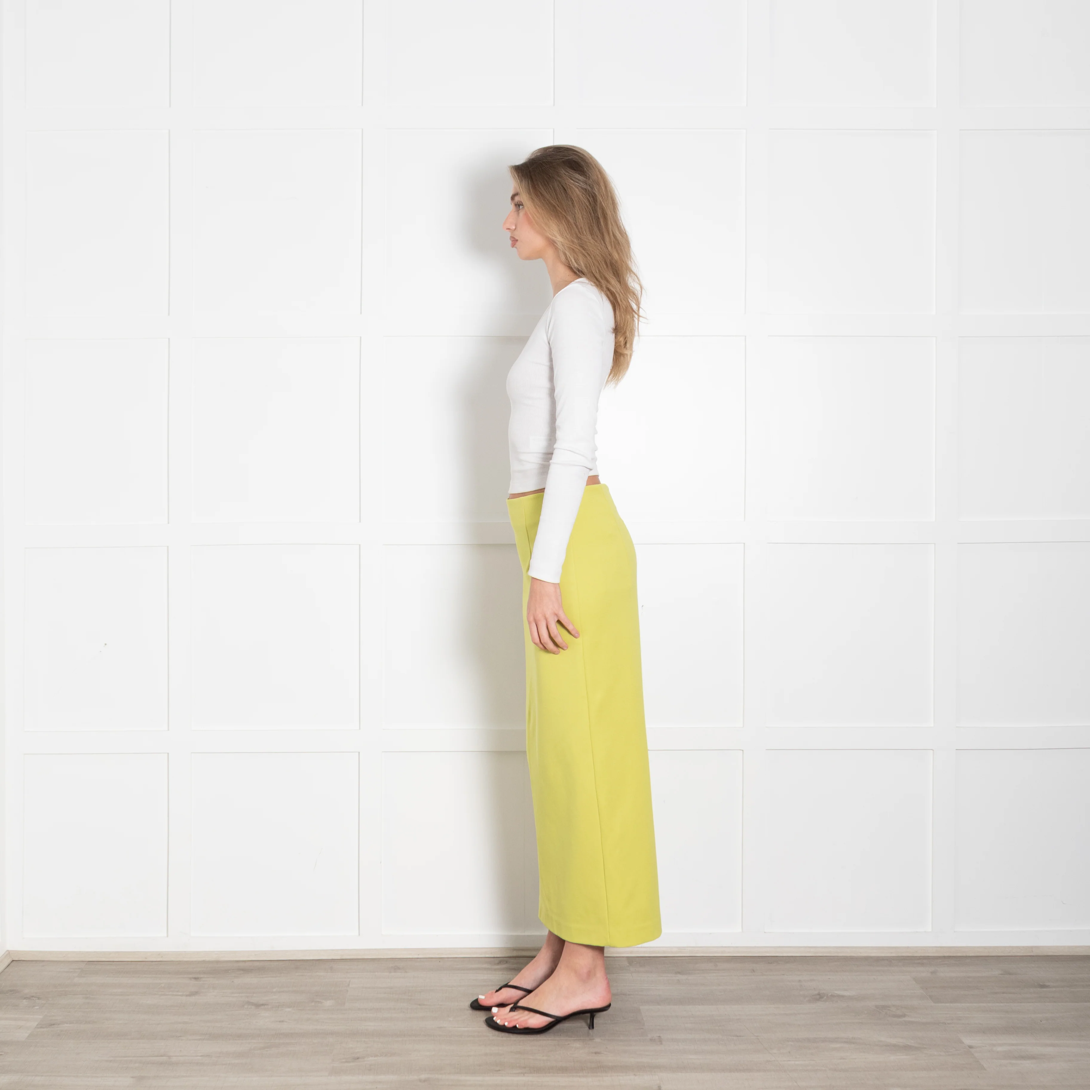 Tibi Neon Green Stretchy Pencil Midi Skirt - Image 4