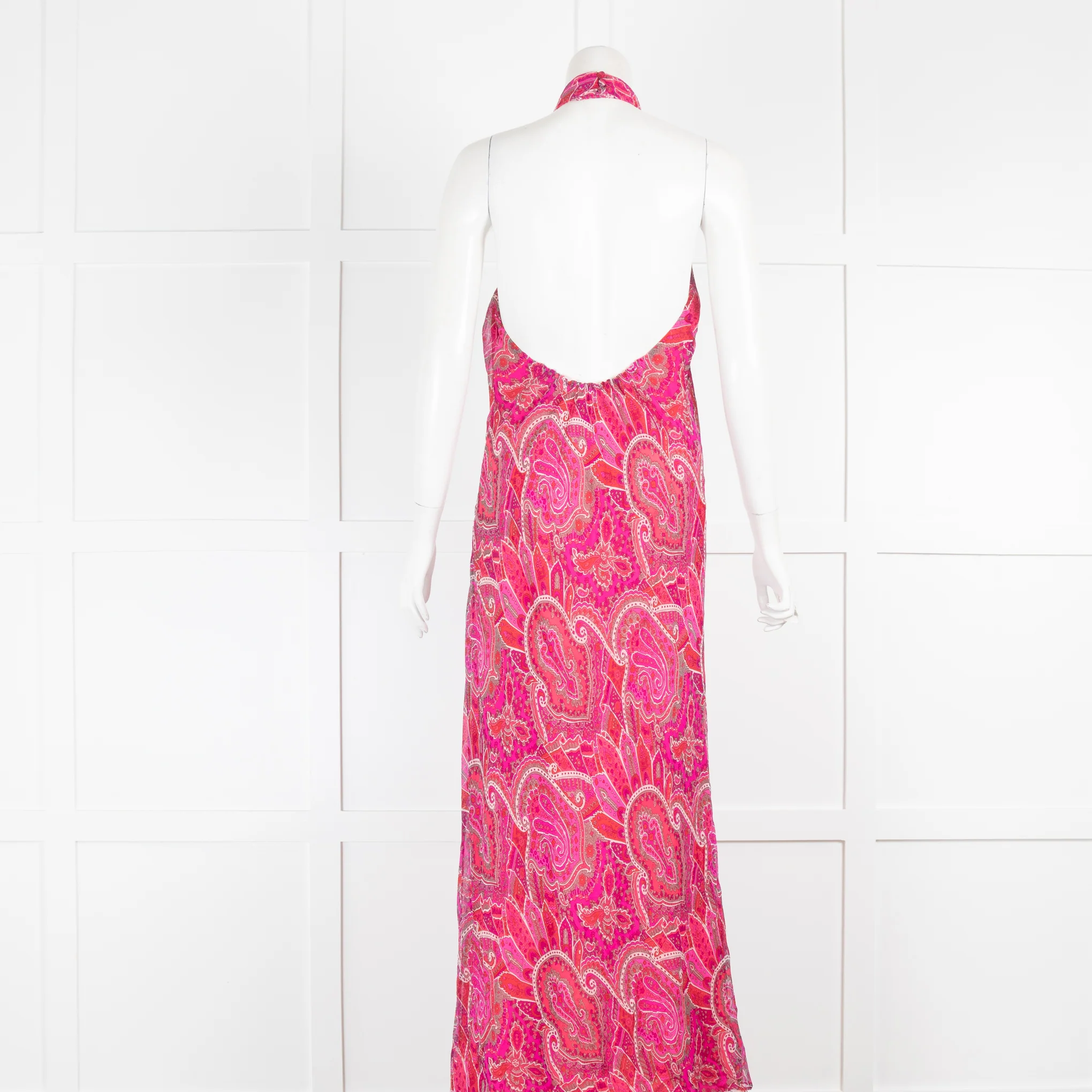 Tibi Pink Paisley Halter Neck Maxi Dress - Image 3
