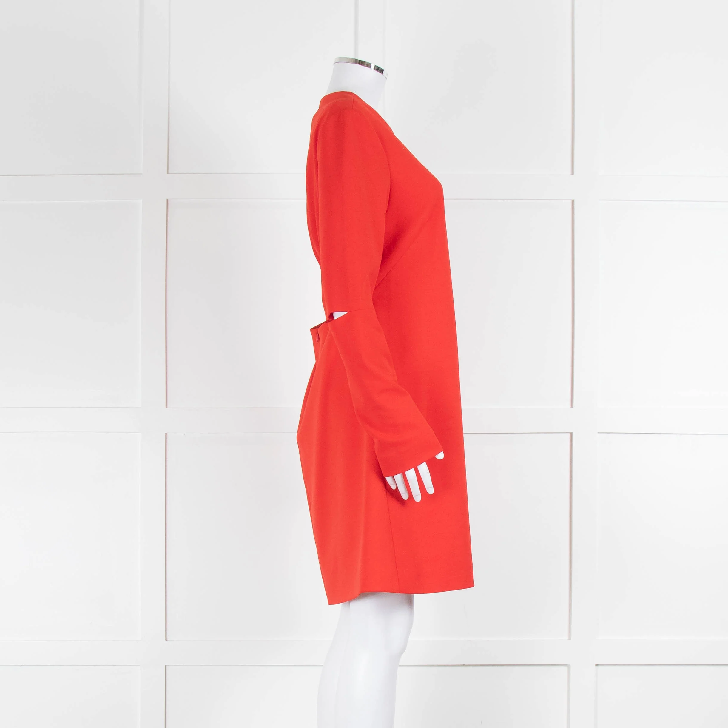 Tibi Red Dress With Gathered Back & Long Sleeves - Image 2
