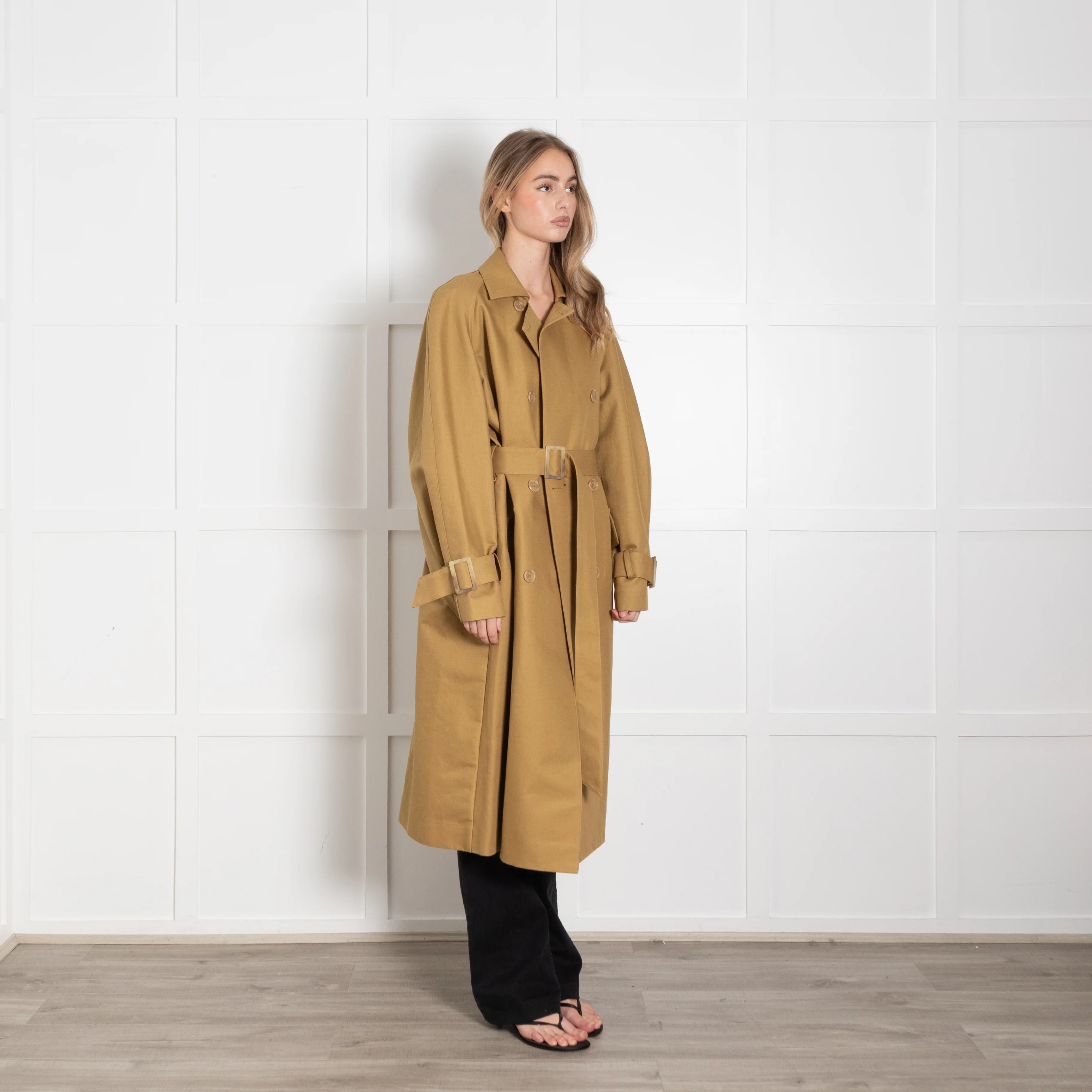 Tibi Tan Sculpted Cotton-Gabardine Trench Coat - Image 7