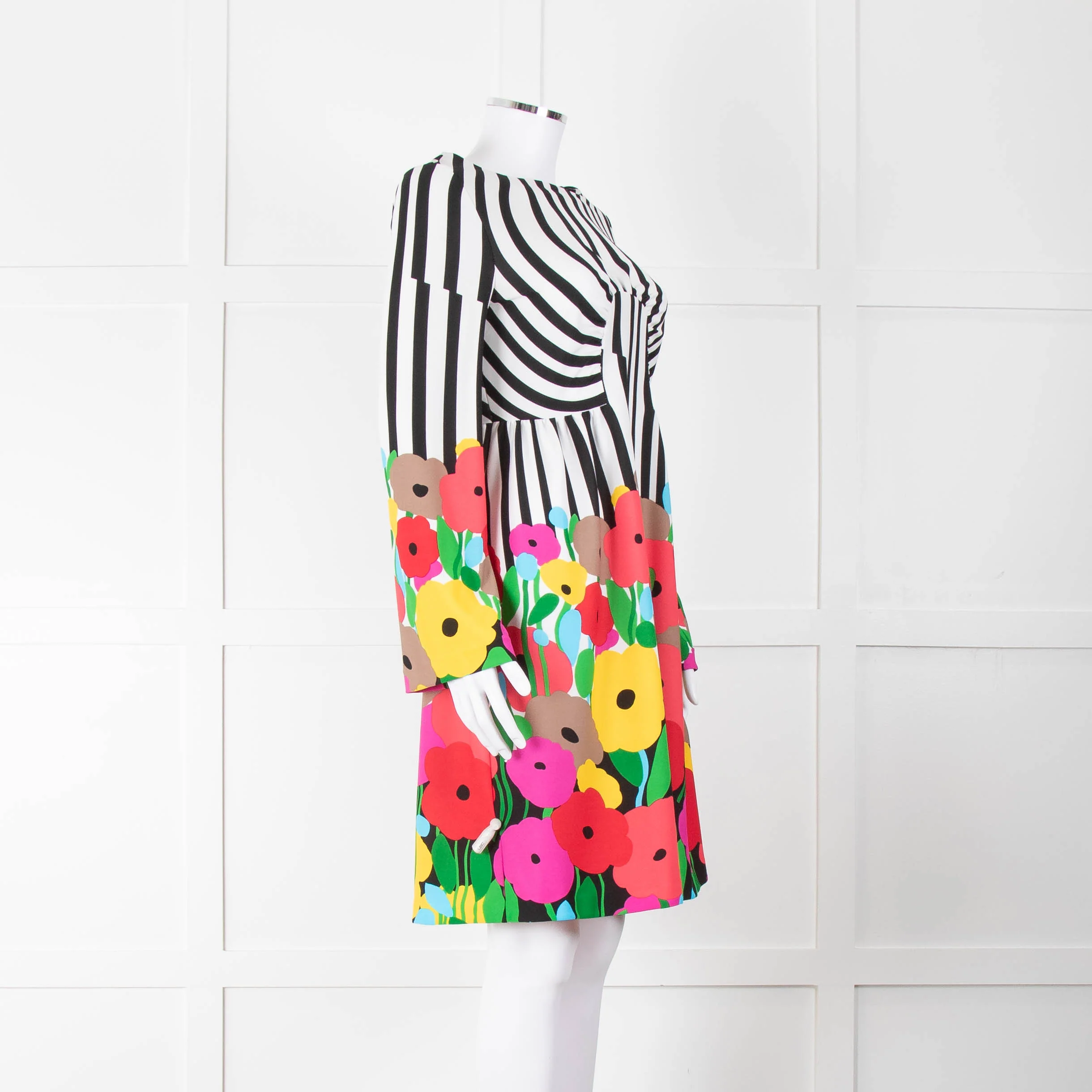 Tibi White Multicolour Striped And Floral Dress - Image 2