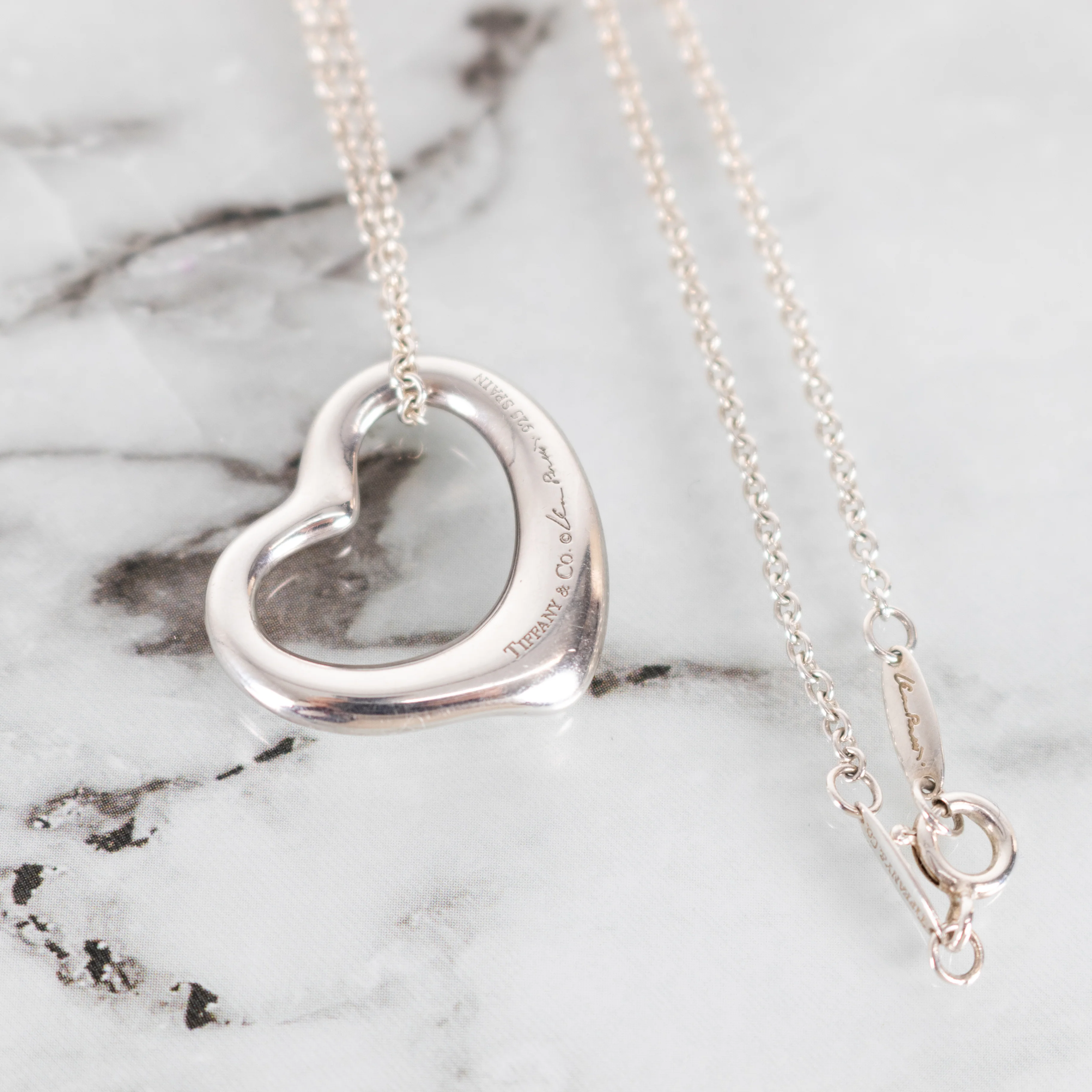Tiffany & Co Silver Elsa Peretti Open Heart Necklace - Image 6