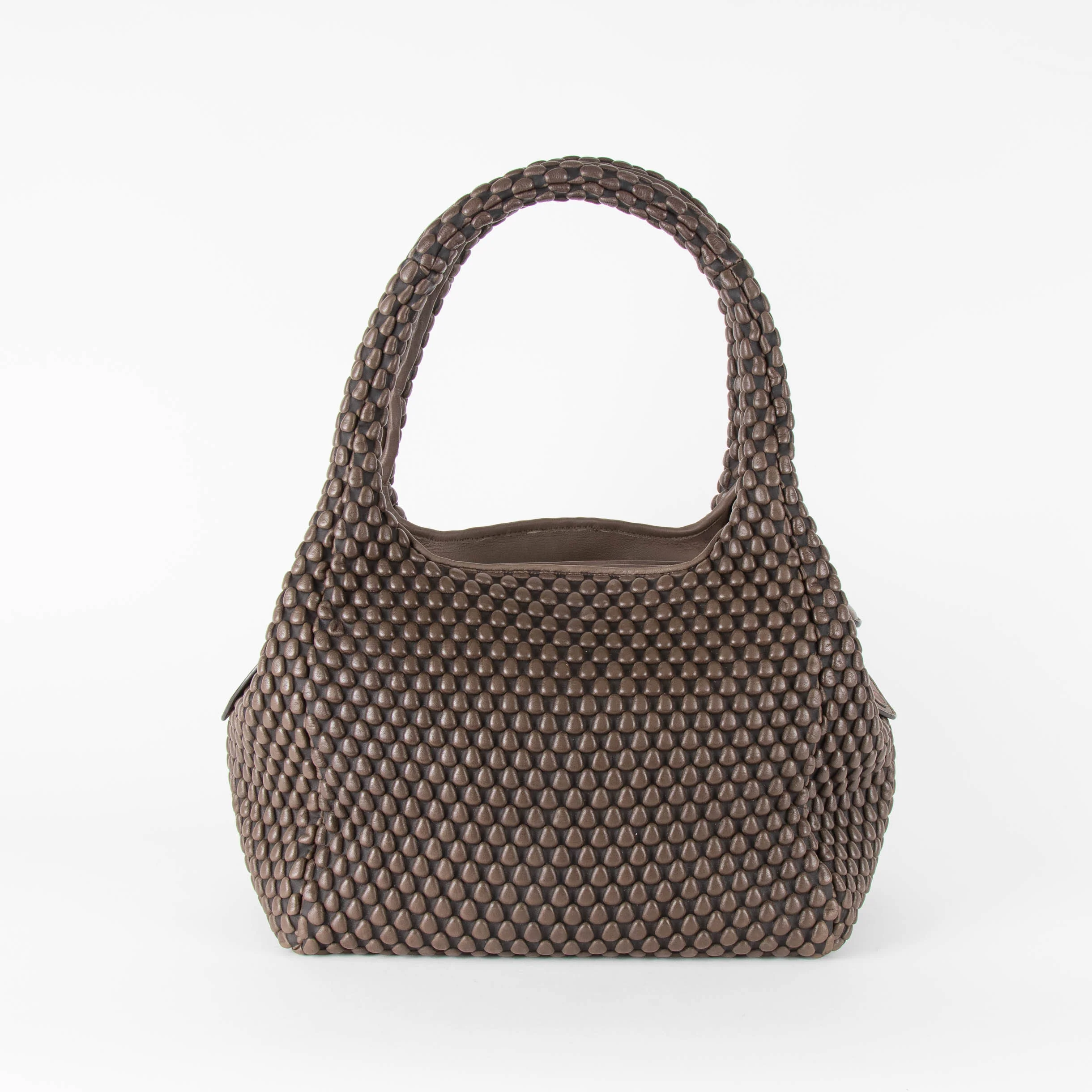 Tissa Fontaneda Brown Simple Matter Zip Small Bubble Tote