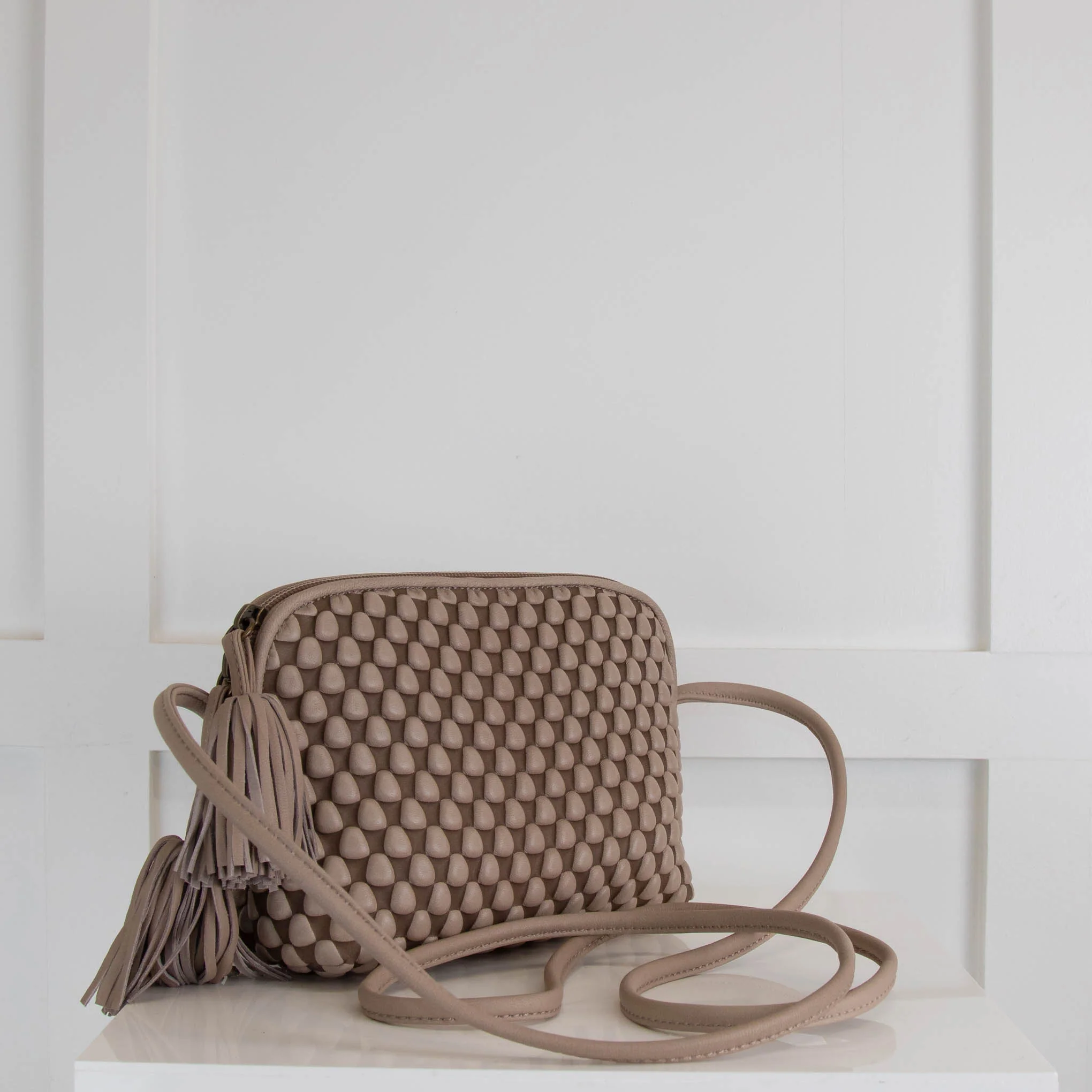 Tissa Fontaneda Gizmo Taupe Tassel Crossbody Bag - Image 2