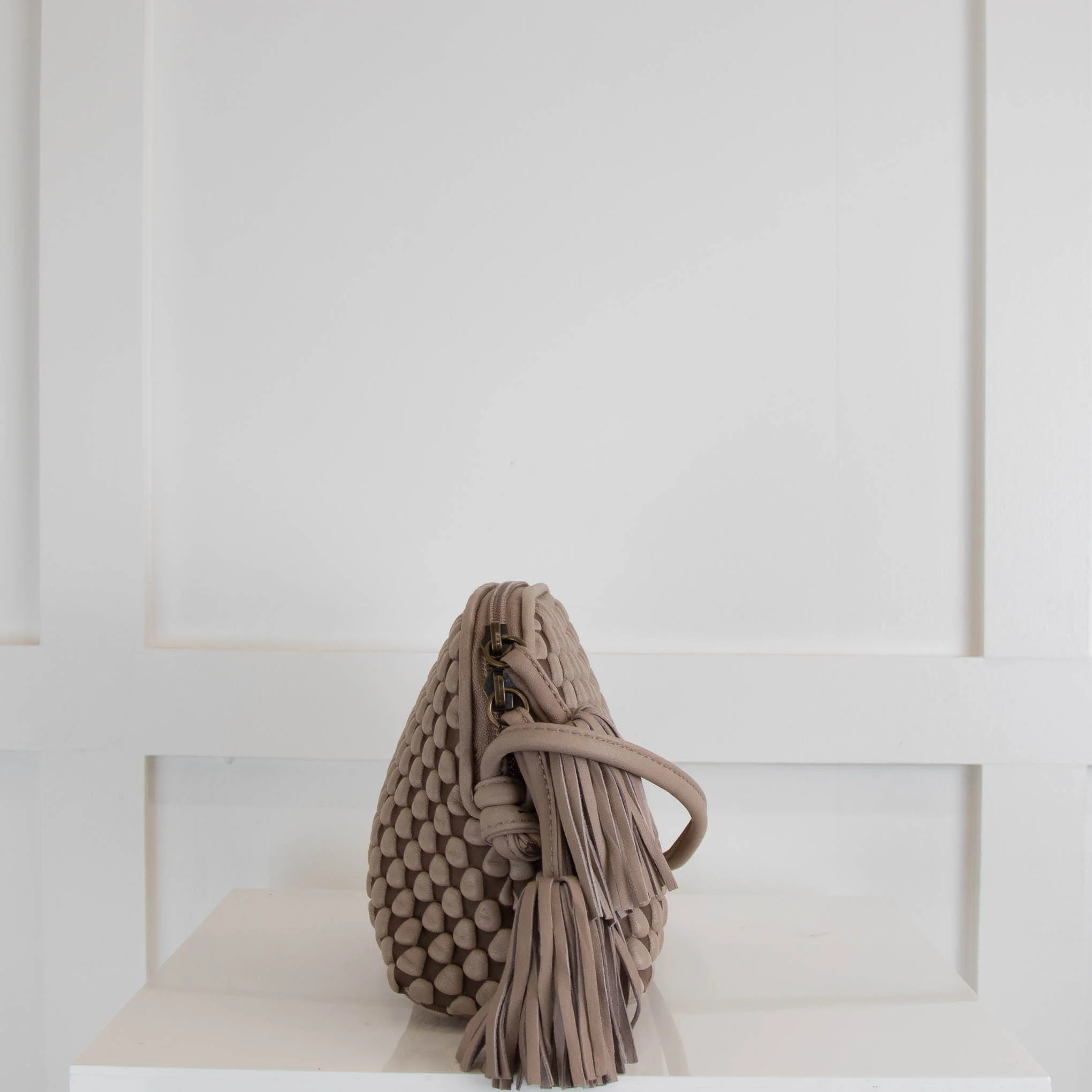 Tissa Fontaneda Gizmo Taupe Tassel Crossbody Bag - Image 3
