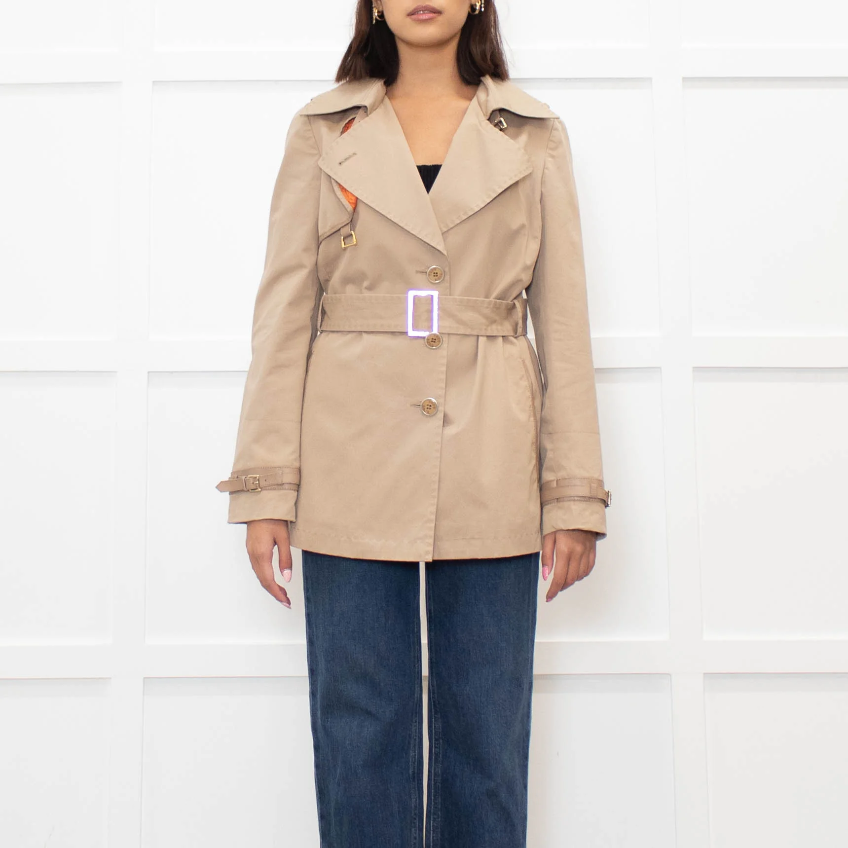 Tods Beige Short Trench Coat With Belt - Image 2